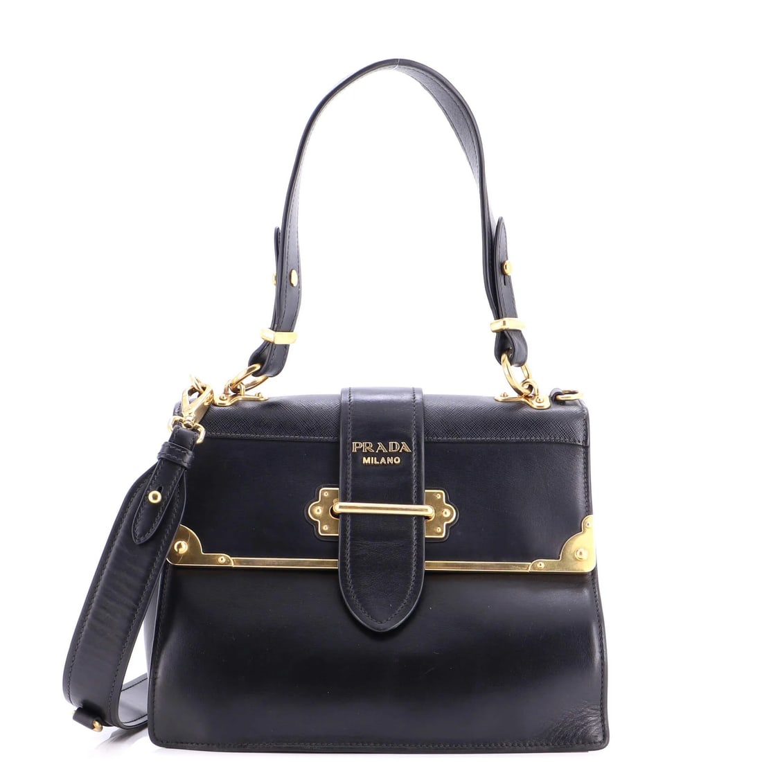 Saffiano Medium Calf City Calf City Shoulder Convertible Bag Convertible: Saffiano Medium Calf City Calf City Shoulder Convertible Bag Convertible Saffiano Medium Calf City Calf Shoulder Convertible Bag in Black Leather features a convertible design with gold hardware, meas