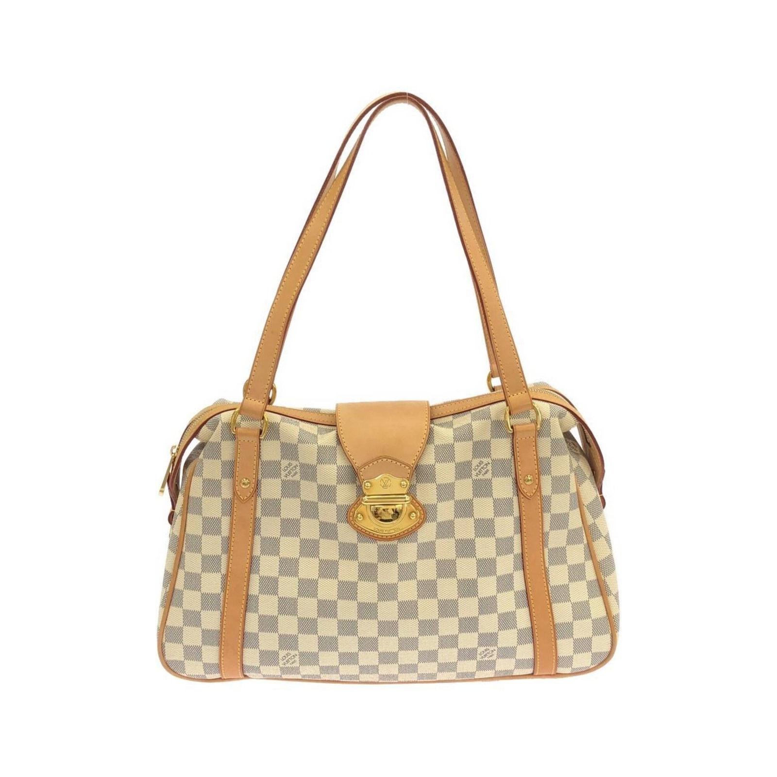 Coated Canvas Shoulder Bag By Louis Vuitton: Coated Canvas Shoulder Bag By Louis Vuitton Coated canvas shoulder bag by Louis Vuitton, featuring gold hardware and an azur color. This stylish bag measures 29cm x 39cm x 12cm and has a sleek, coated