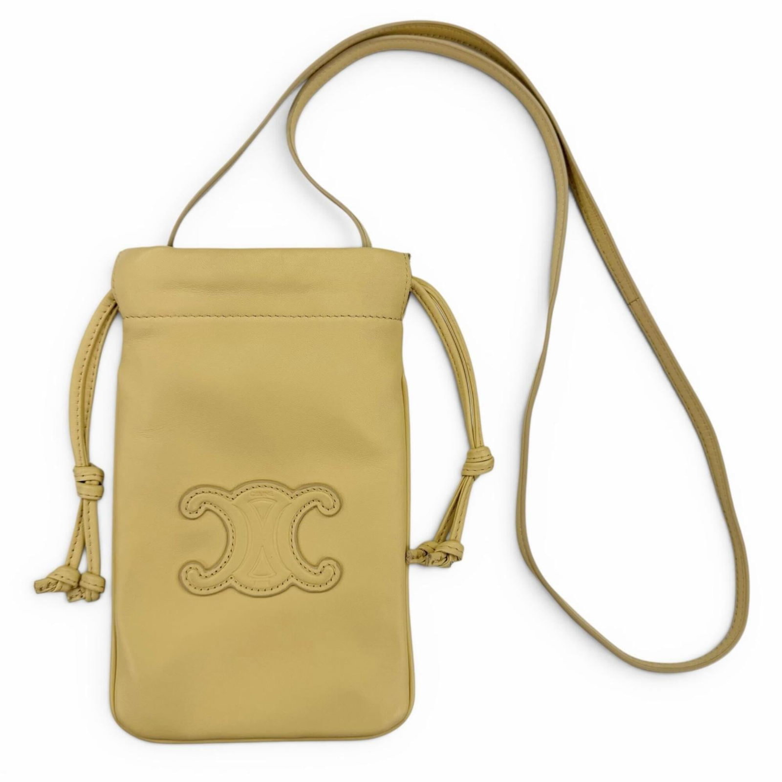 Shoulder bag leather pouch Celine: Shoulder bag leather pouch Celine Leather pouch from Celine, made in Italy, features a classic design with clean lines and a subtle beige color. The bag measures 20.5cm x 12.5cm x 1cm and is crafted f