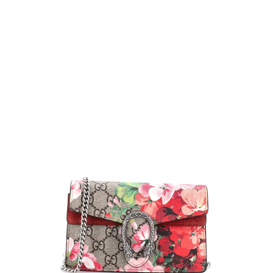 Gucci Dionysus bag blooms print coated canvas super mini GG: Gucci Dionysus bag blooms print coated canvas super mini GG Super mini Gucci Dionysus bag blooms print coated canvas super mini GG with a bold, eye-catching design. This compact cross-body bag feature