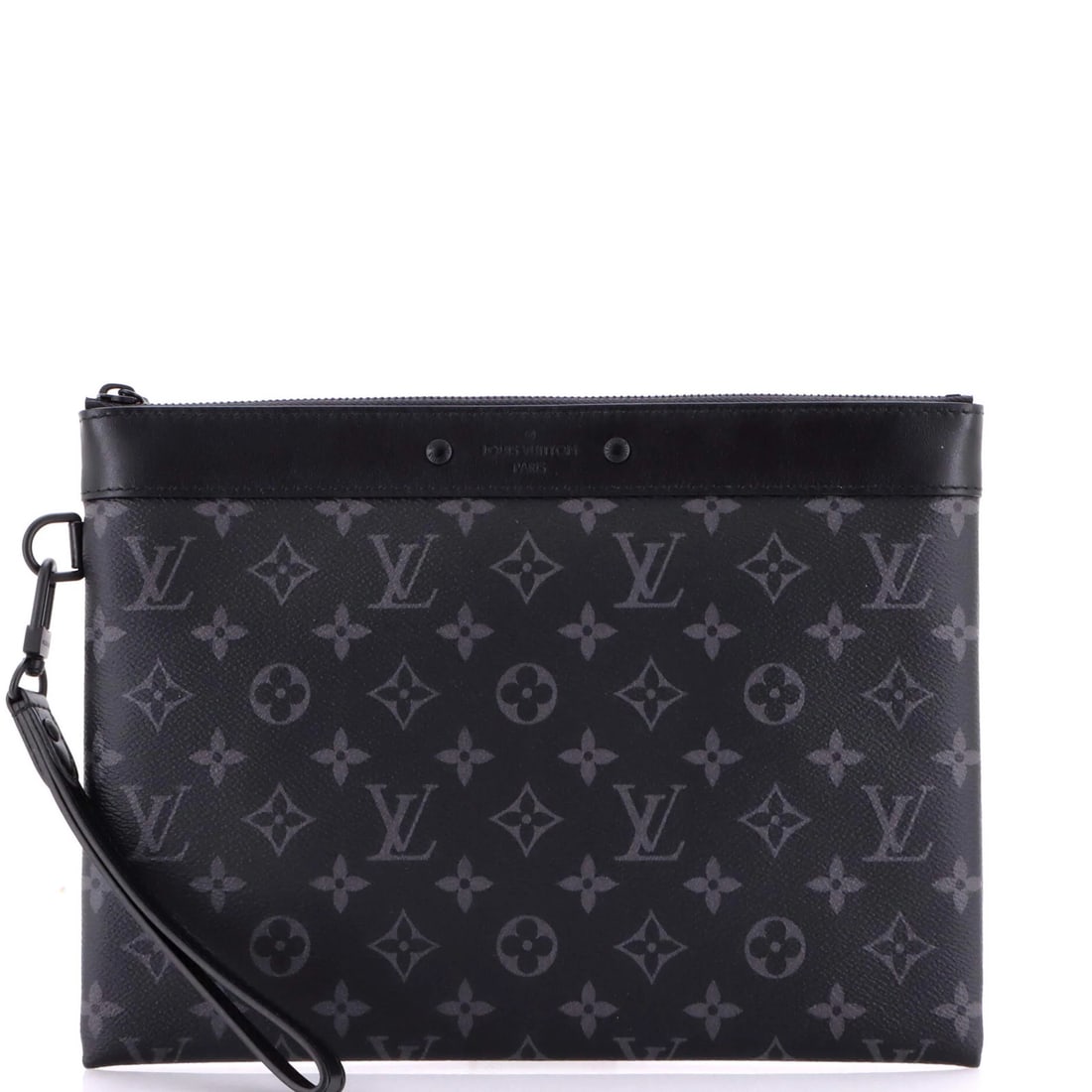 Canvas MM Monogram To-Go Pochette Vuitton Eclipse Louis: Canvas MM Monogram To-Go Pochette Vuitton Eclipse Louis Canvas MM Monogram To-Go Pochette Vuitton Eclipse Louis features a classic black canvas exterior with the iconic Monogram Eclipse pattern, addin