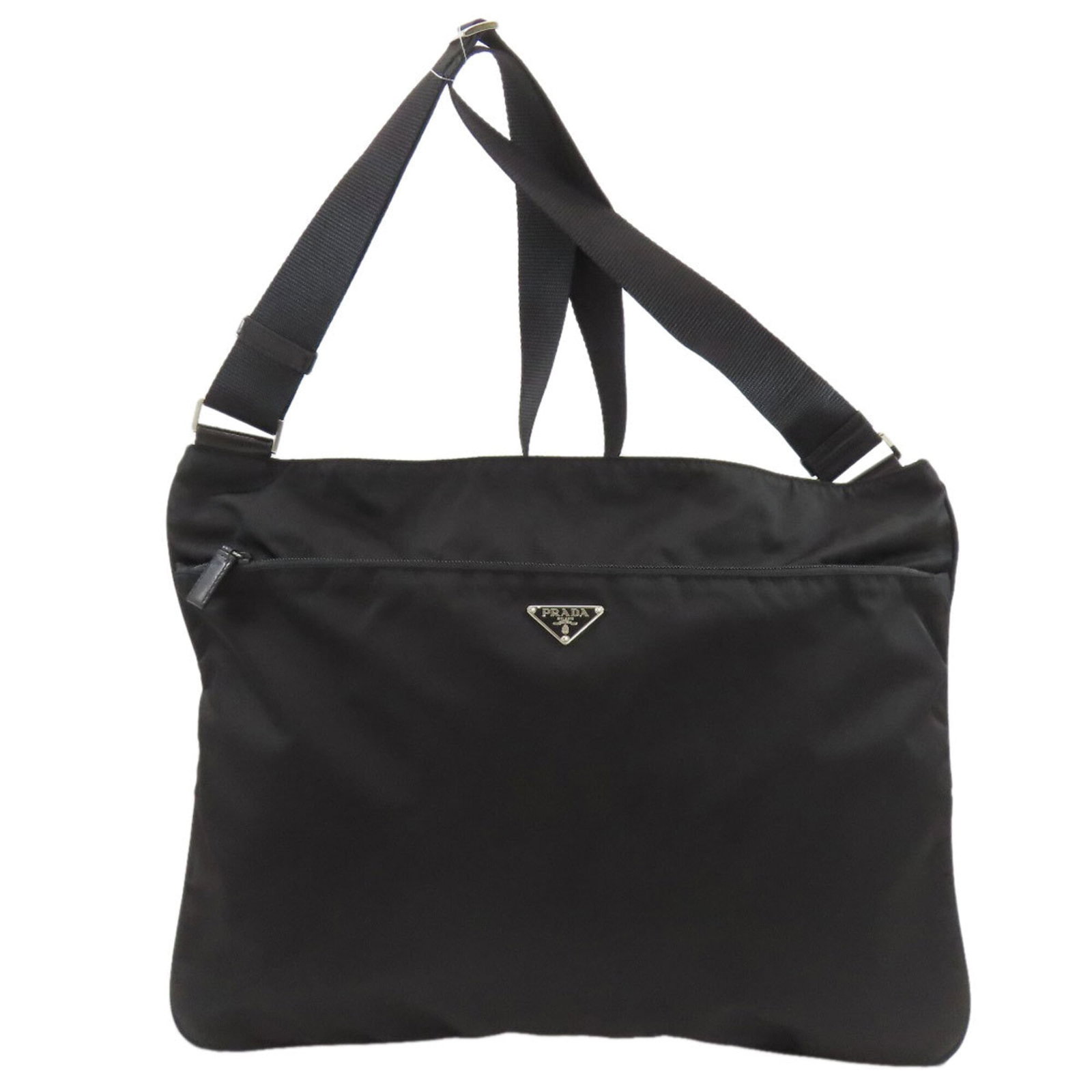 Prada Shoulder Bag Nylon: Prada Shoulder Bag Nylon Black Prada nylon shoulder bag with dimensions 34.5cm x 45cm x 1cm, featuring a sleek and modern design. The bag's nylon material provides durability and versatility, making i