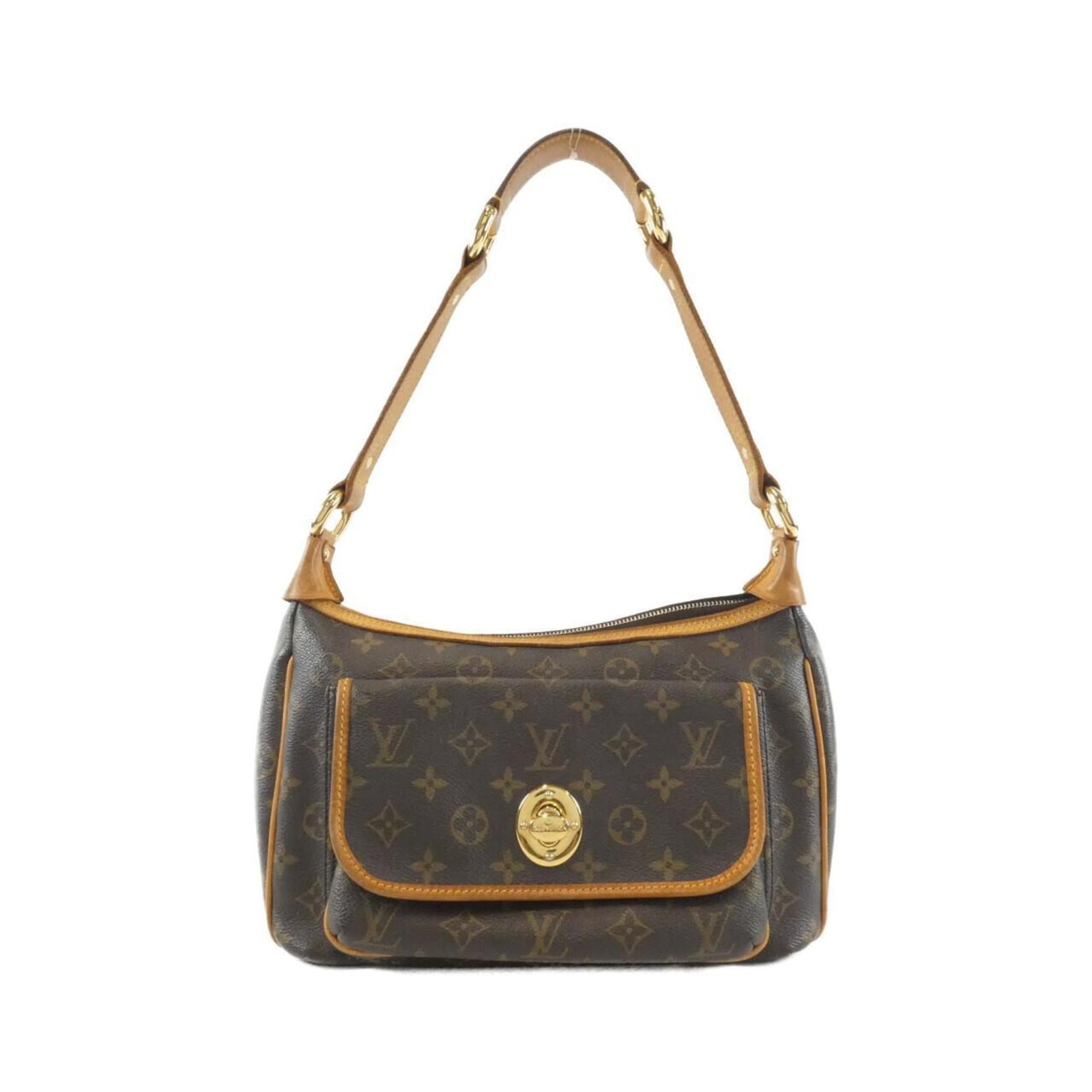 Coated Canvas Shoulder Bag By Louis Vuitton: Coated Canvas Shoulder Bag By Louis Vuitton Coated canvas shoulder bag by Louis Vuitton, featuring gold hardware and a classic marron color. This stylish accessory measures 20cm x 30cm x 13cm and boas