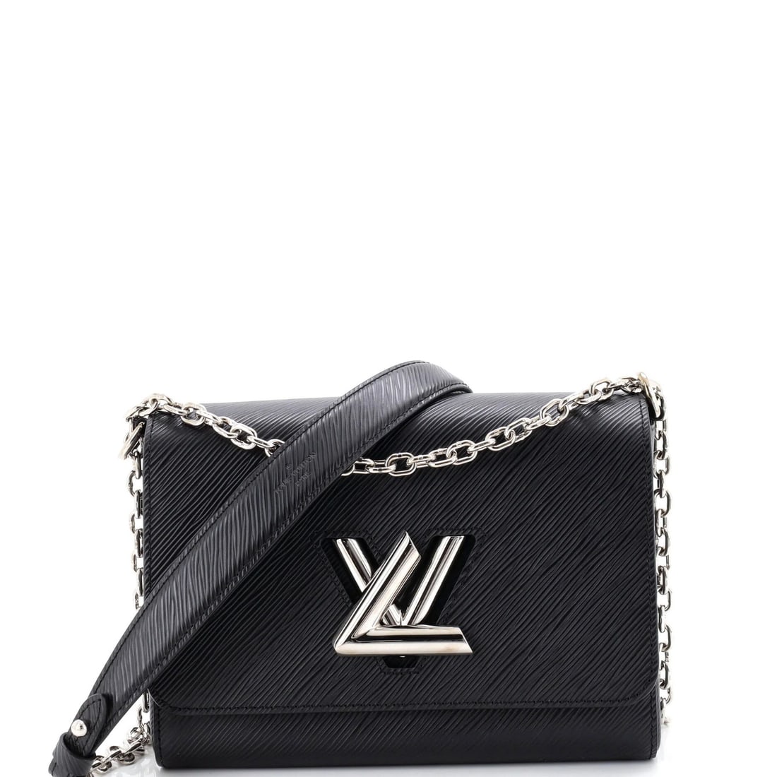 Epi Leather MM Louis Twist Vuitton Handbag: Epi Leather MM Louis Twist Vuitton Handbag Black Louis Vuitton MM Twist Handbag with Epi Leather exterior, featuring a cross body design and silver hardware. This pristine condition bag has minor scuf