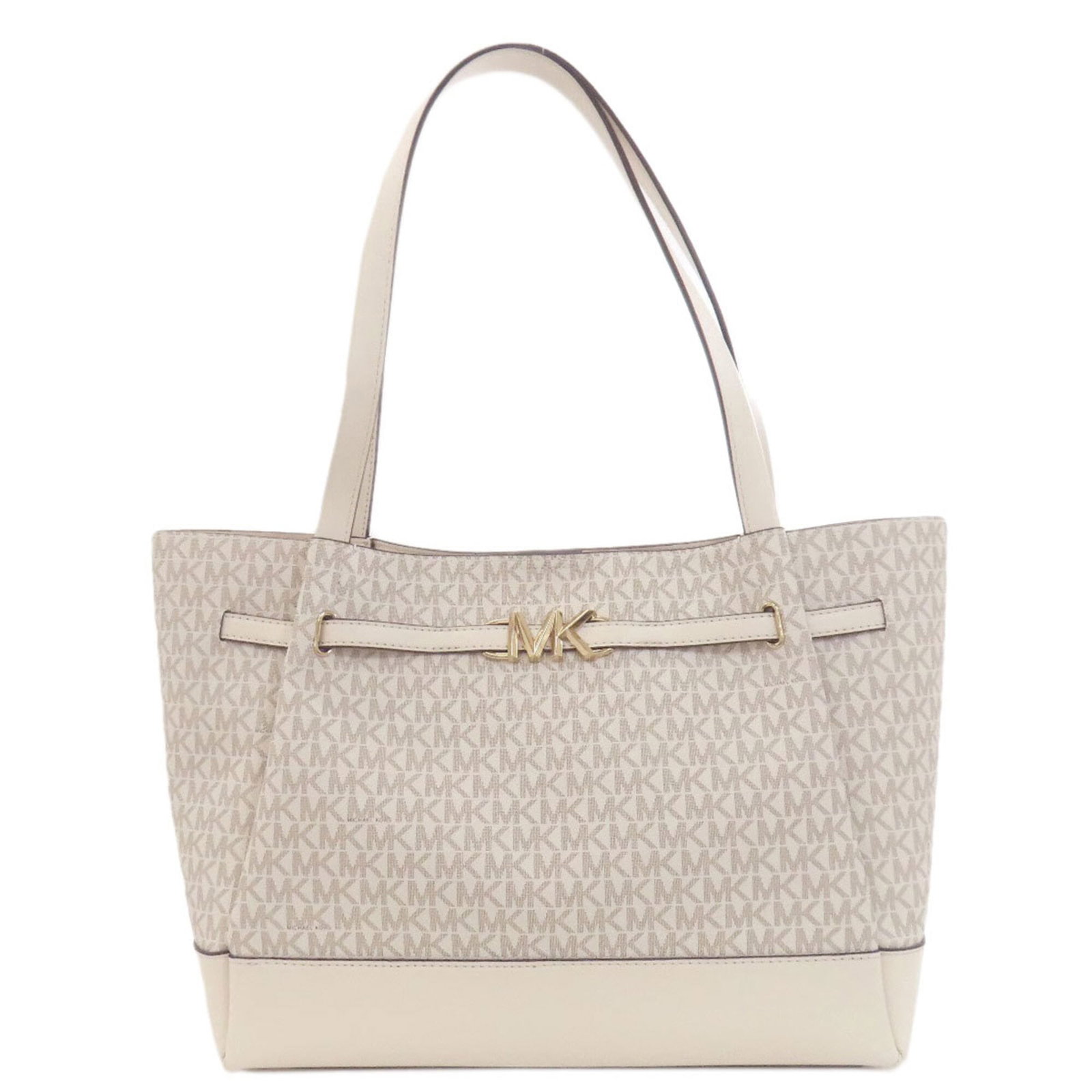 PVC Michael Kors Tote Bag: PVC Michael Kors Tote Bag White PVC Michael Kors Tote Bag, measuring 27cm x 45cm x 15cm. Made from durable PVC material, this bag features a classic design with clean lines and a spacious interior. Th