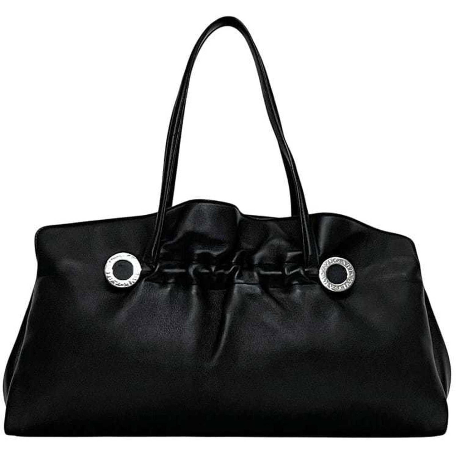 Bvlgari Tote Bag Leather: Bvlgari Tote Bag Leather Black Bvlgari Tote Bag Leather, 21cm x 42cm x 15cm. Made from high-quality leather, this classic tote bag features a timeless design and sleek black color. Perfectly sized for