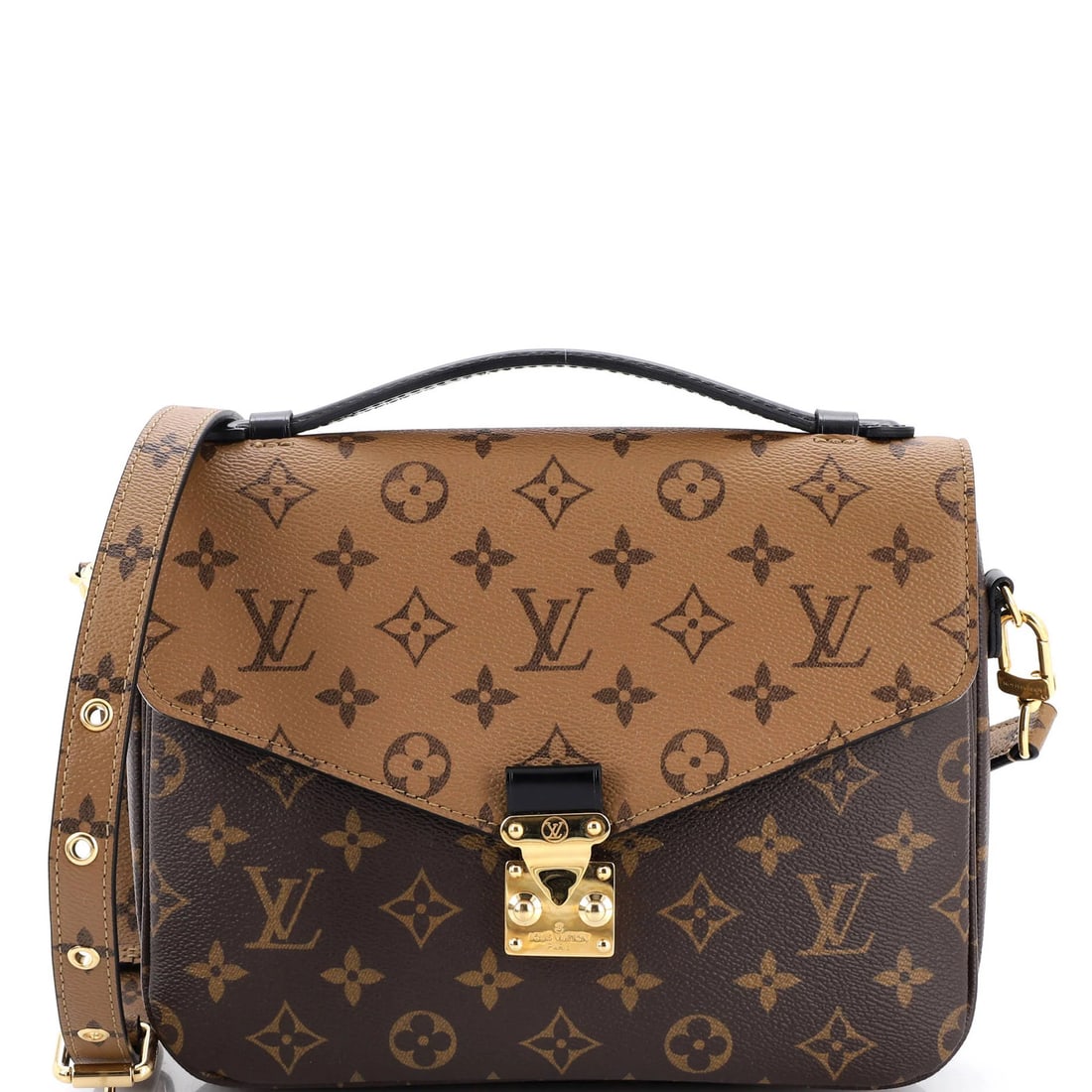 Reverse Louis Vuitton Pochette Monogram Canvas: Reverse Louis Vuitton Pochette Monogram Canvas The Reverse Louis Vuitton Pochette Monogram Canvas boasts a unique, reversed monogram canvas exterior in brown, adding an edgy twist to the classic desig
