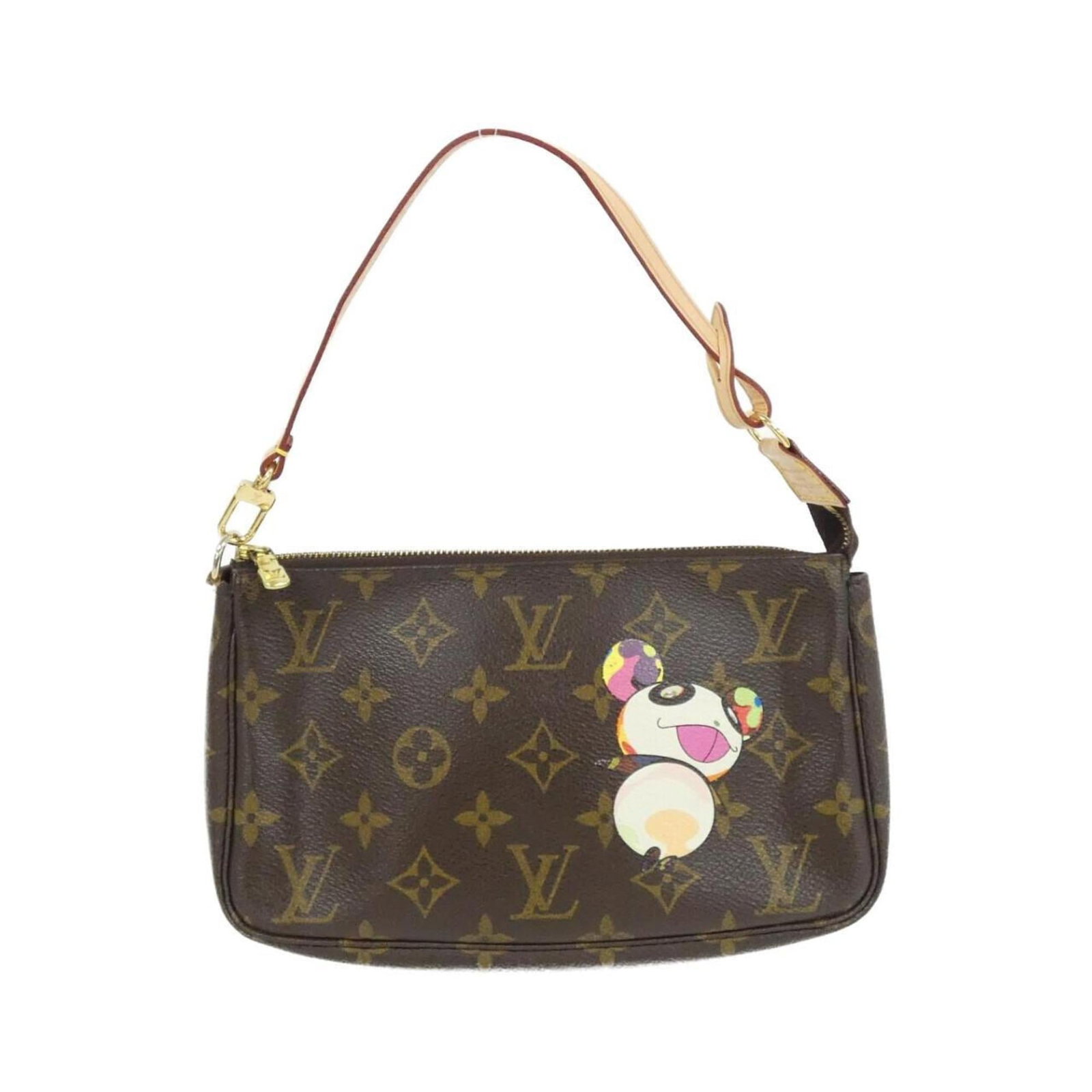 Canvas coated pochette by Louis Vuitton: Canvas coated pochette by Louis Vuitton Marron coated canvas and gold hardware define the classic look of this Louis Vuitton Monogram Panda pochette, featuring a timeless design that exudes
