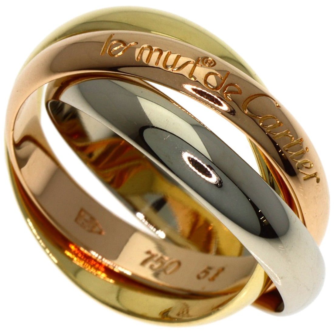 Cartier Trinity #51 Ring K18 Yellow Gold K18 White Gold: Cartier Trinity #51 Ring K18 Yellow Gold K18 White Gold Cartier Trinity #51 Ring in K18 Yellow Gold and White Gold, showcasing the intricate design of two intertwined triangles. This elegant ring feat