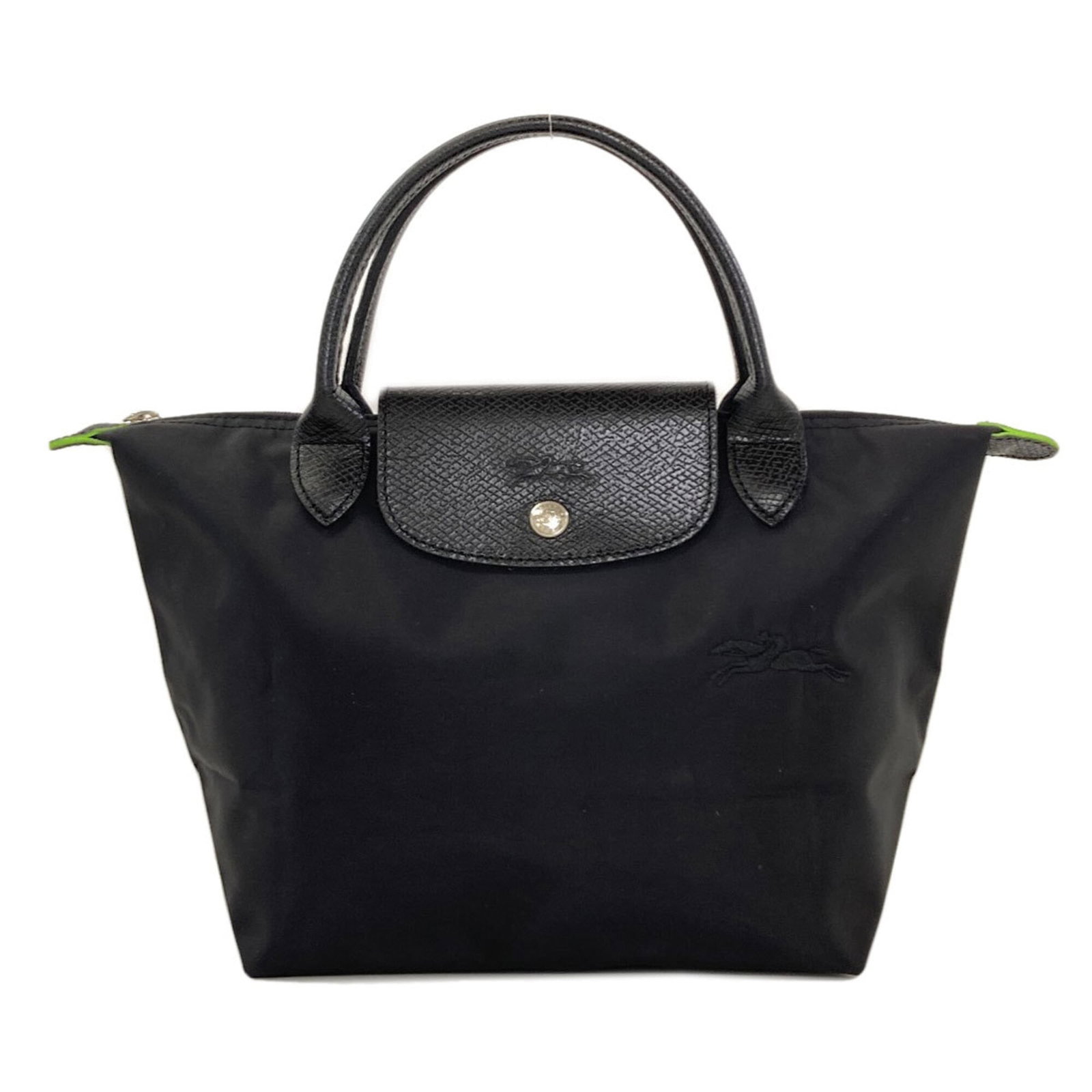 Nylon Longchamp Handbag: Nylon Longchamp Handbag The Longchamp Le Pliage Nylon Handbag is a versatile and durable option, featuring a sleek black nylon design with a signature foldable structure. Its compact size and adjustab