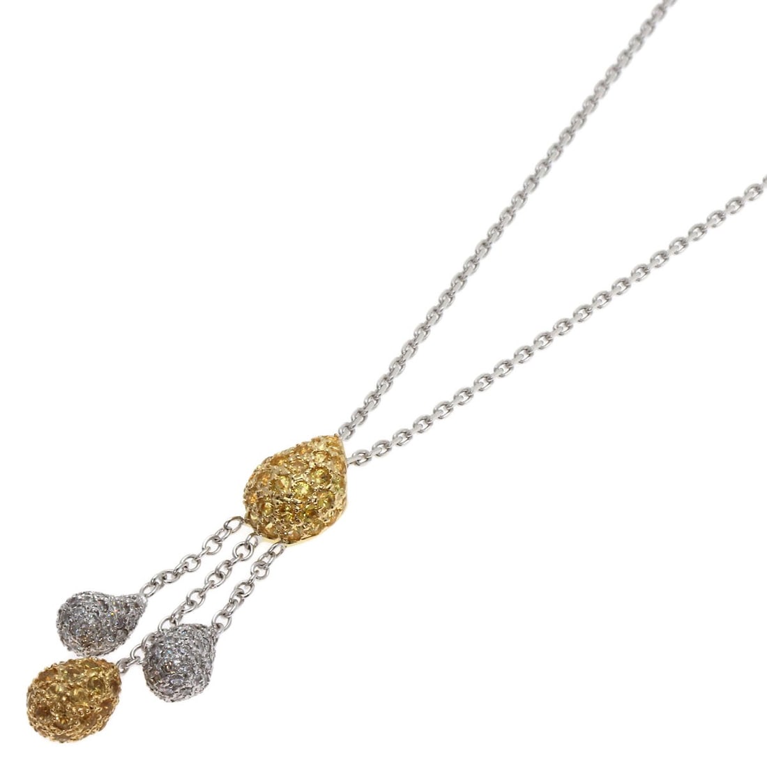 Yellow Sapphire Diamond Necklace K18 Yellow Gold K18 White: Yellow Sapphire Diamond Necklace K18 Yellow Gold K18 White K18 yellow gold necklace featuring a striking combination of a 1.42ct sapphire and a 0.69ct diamond, set against the elegant backdrop of silv