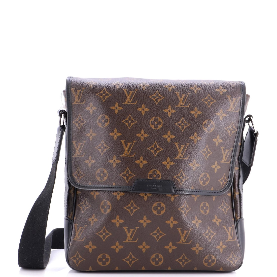 Louis Vuitton Bass Messenger Bag Macassar Monogram Canvas MM: Louis Vuitton Bass Messenger Bag Macassar Monogram Canvas MM Black Louis Vuitton Bass Messenger Bag with Macassar Monogram Canvas MM features a classic messenger design, measuring 12" in height, 10.5"