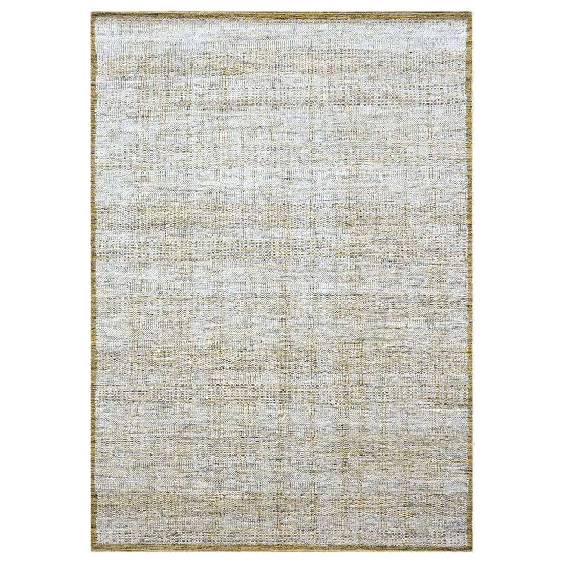 Yellow Hand Knotted Wool Rug Oxidized Distressed Grass Design 10'x13'10: Yellow Hand Knotted Wool Rug Oxidized Distressed Grass Design 10'x13'10 Hand-knotted wool rug with a unique oxidized distressed grass design in vibrant yellow, adding a touch of modern elegance to any
