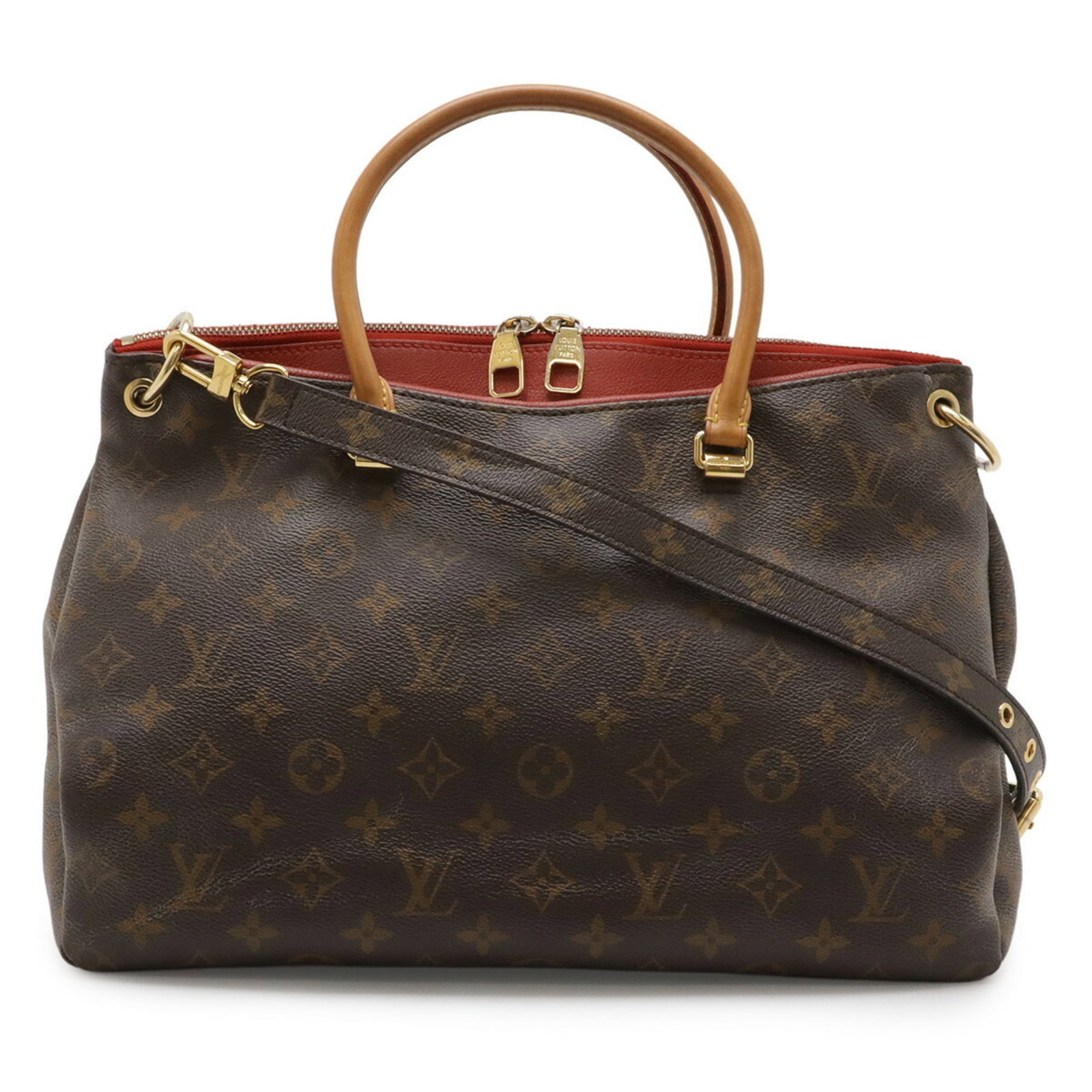 Shoulder Monogram Handbag Vuitton Louis: Shoulder Monogram Handbag Vuitton Louis Cerise, Monogram, Red color Louis Vuitton shoulder bag with distinctive Monogram pattern. This women's handbag measures 25.5cm x 34cm x 12.5cm and features a