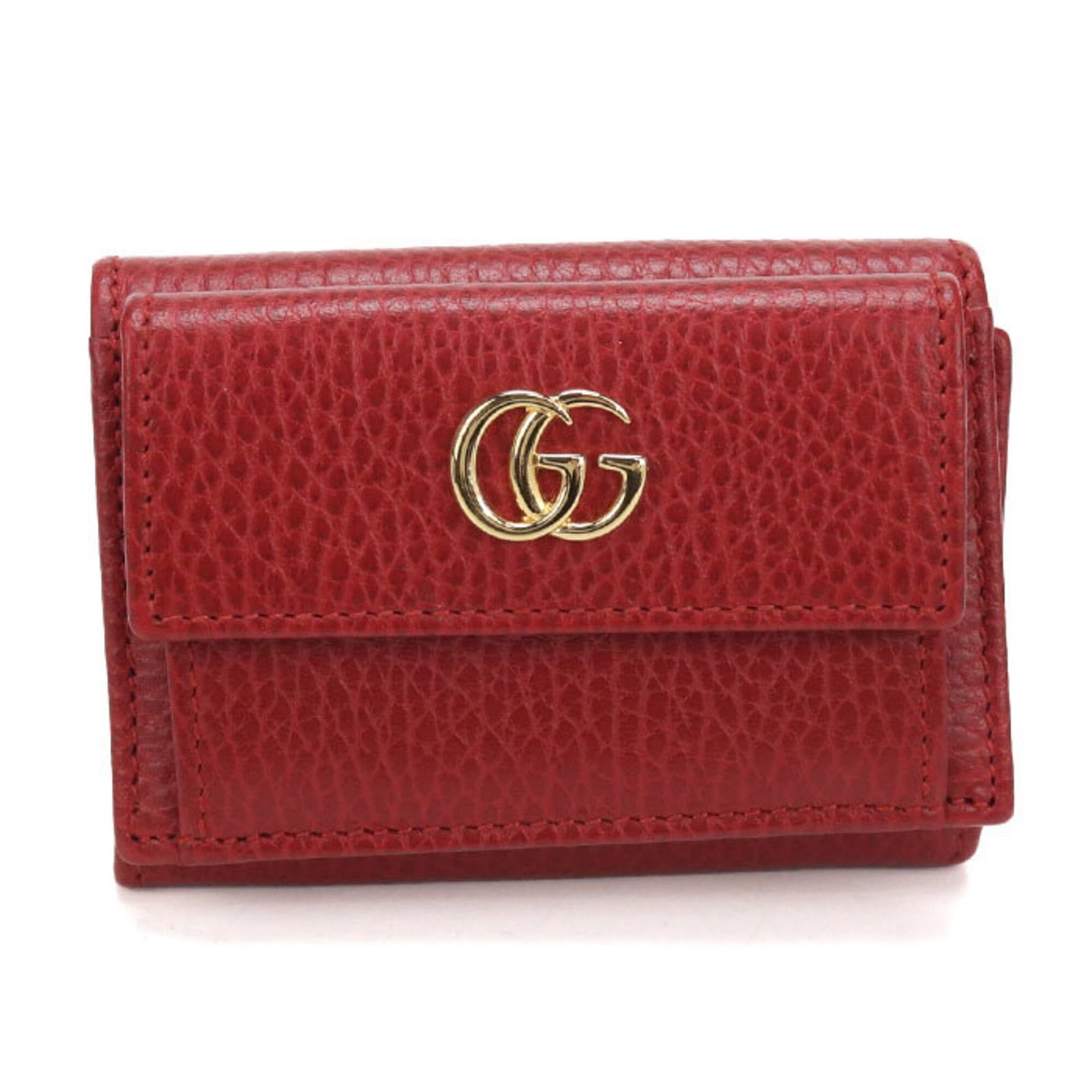 Gucci wallet leather tri-fold: Gucci wallet leather tri-fold Gucci's iconic tri-fold wallet features a striking red leather design, measuring 7cm x 9.5cm x 3cm in size. Made from high-quality leather, this stylish accessory boasts 