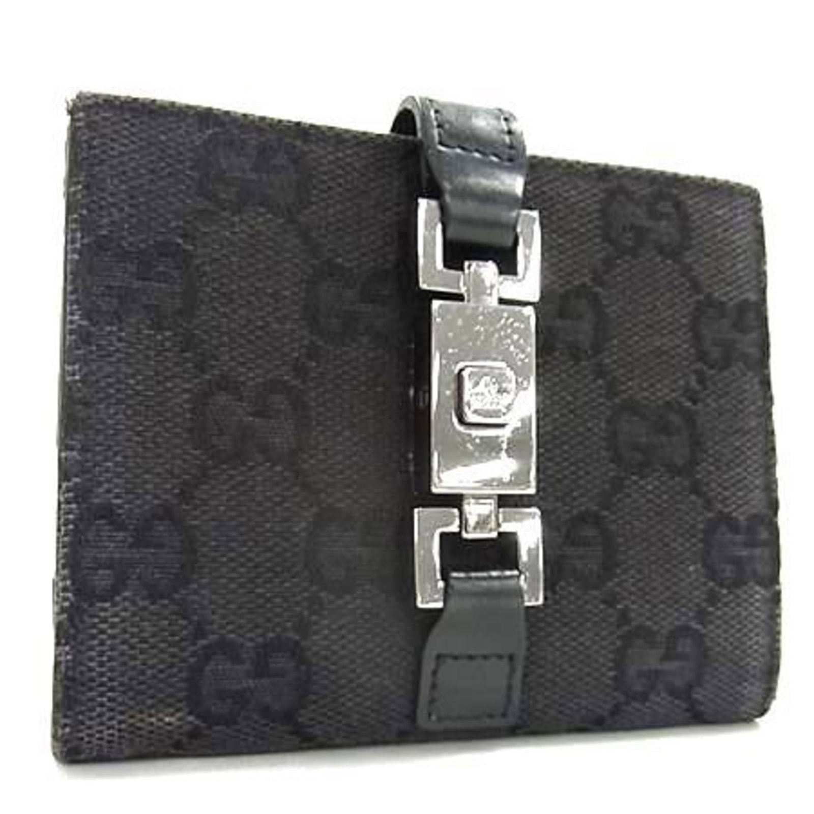 Gucci Wallet (Bi-Fold) Gg Canvas Leather: Gucci Wallet (Bi-Fold) Gg Canvas Leather Gucci's bi-fold wallet features GG canvas and leather construction, with a sleek black design. The compact size measures 9cm x 10.5cm x 2cm, making it a conven