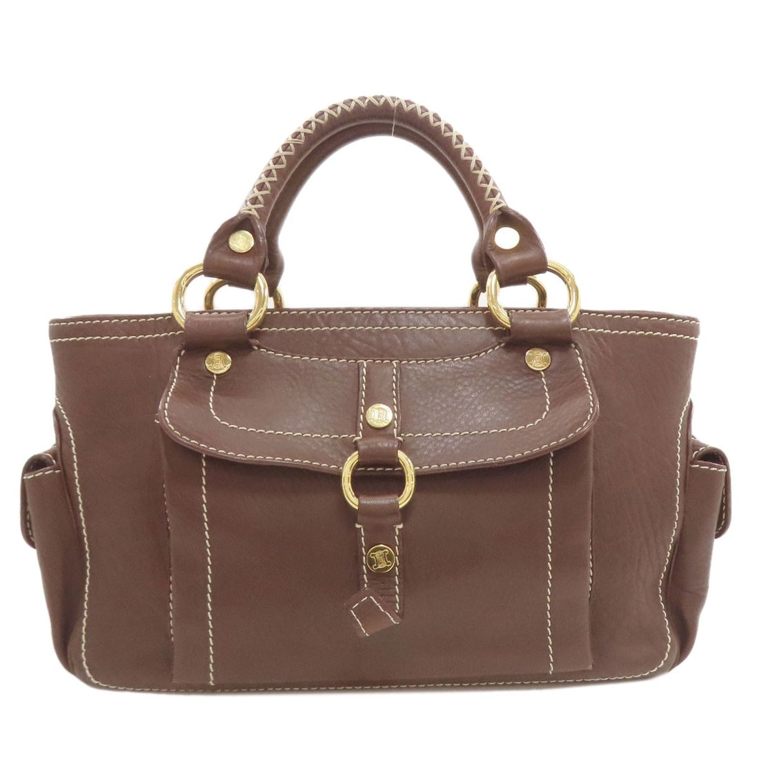 Celine Boogie Bag Handbag Leather: Celine Boogie Bag Handbag Leather Brown leather Celine Boogie Bag, a stylish handbag with a classic design. The bag's exterior features a rich brown color and high-quality leather material, making it 