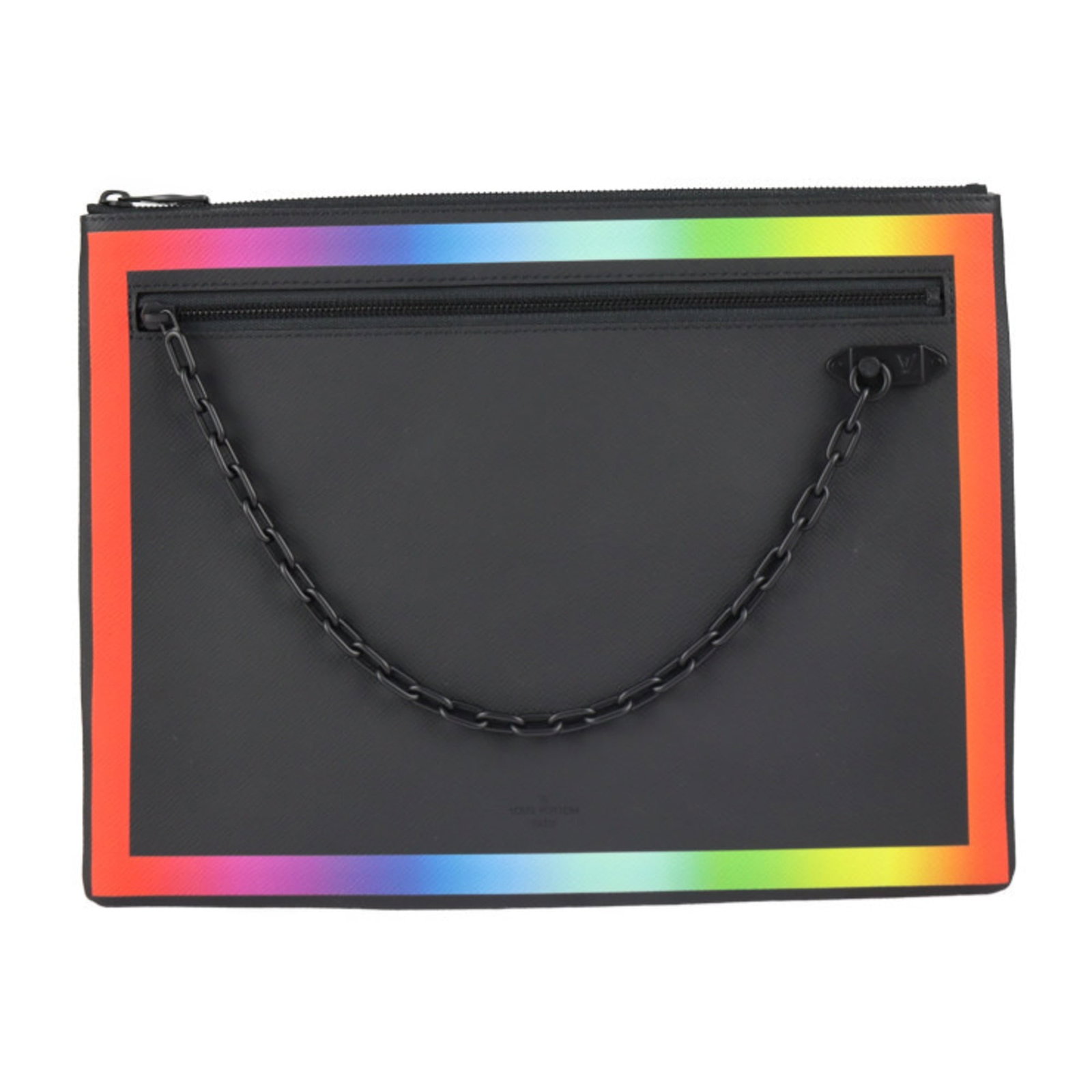 Taiga Leather Bag Handbag Louis Vuitton: Taiga Leather Bag Handbag Louis Vuitton Taiga Leather Bag Handbag Louis Vuitton - A luxurious black and multi-color clutch bag made from high-quality Taiga leather, featuring a classic formal style. M