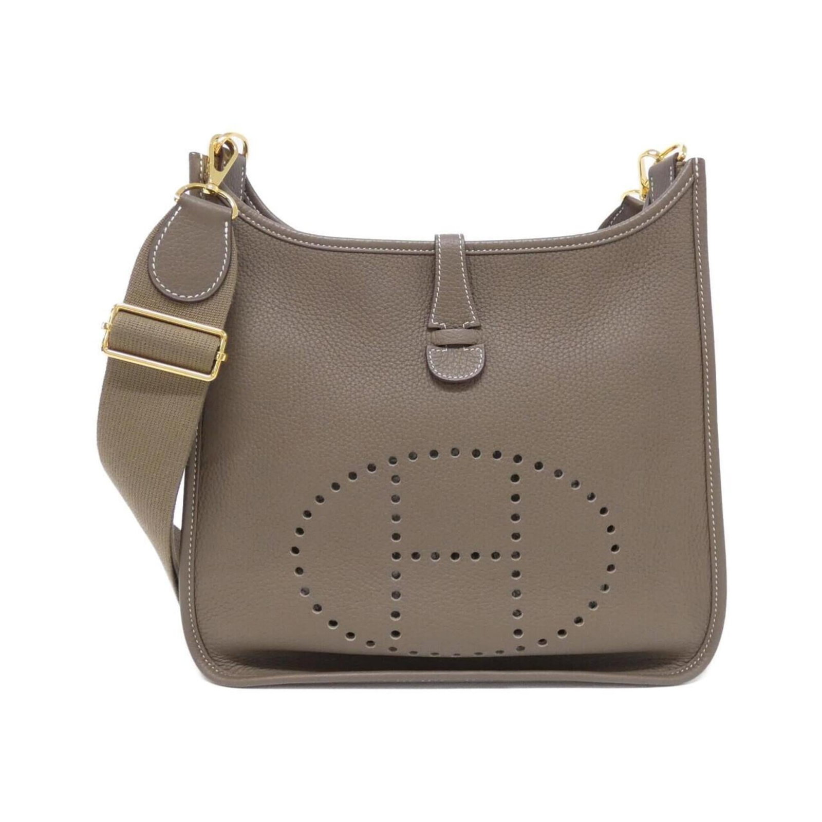 Hermes Shoulder Bag Taurillon Clemence Leather: Hermes Shoulder Bag Taurillon Clemence Leather The Hermes Taurillon Clemence Leather Shoulder Bag boasts sleek, sophisticated design with its Etoupe gray color and premium Taurillon clemence leather