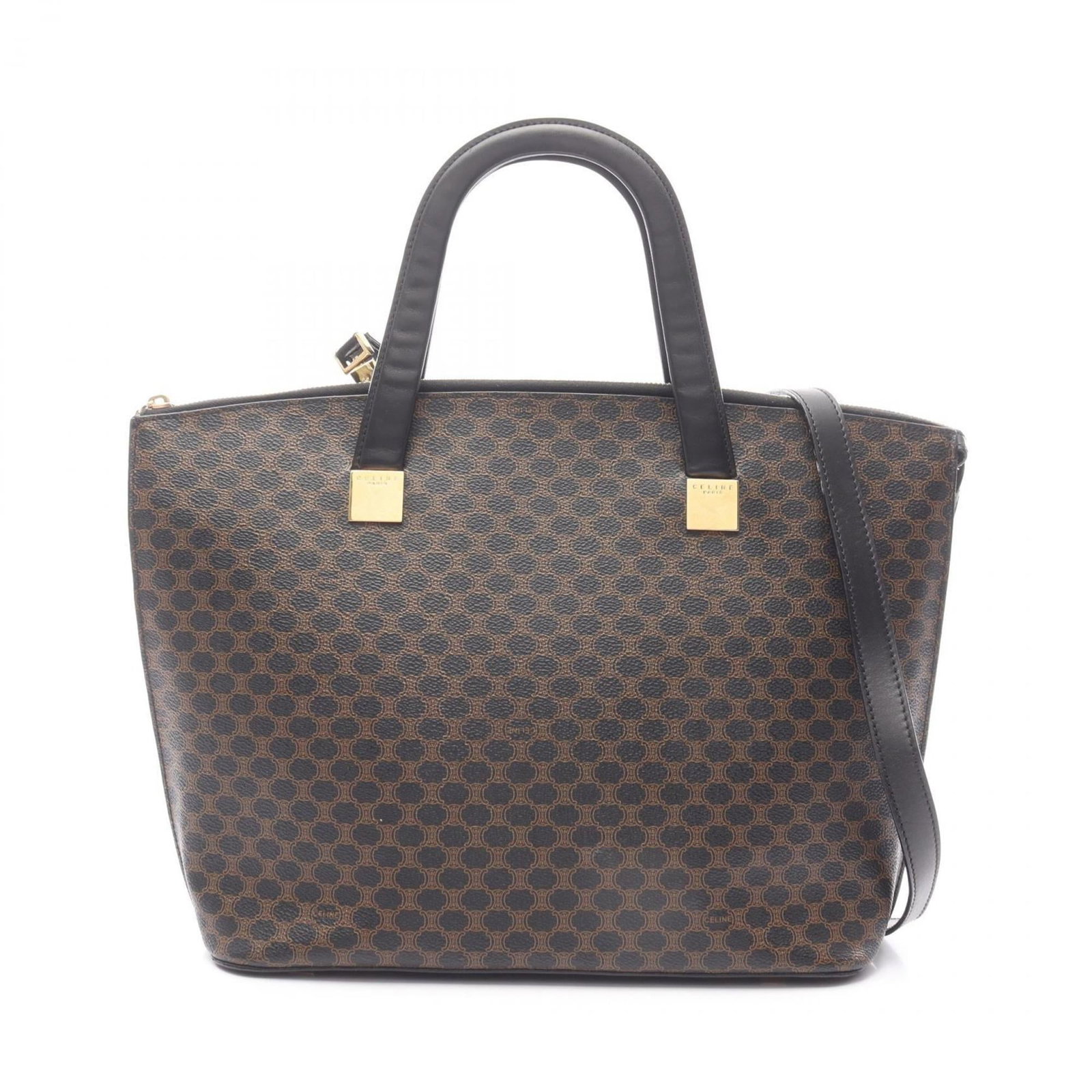 Canvas Leather Tote Handbag Coated By Celine (1 of 13)