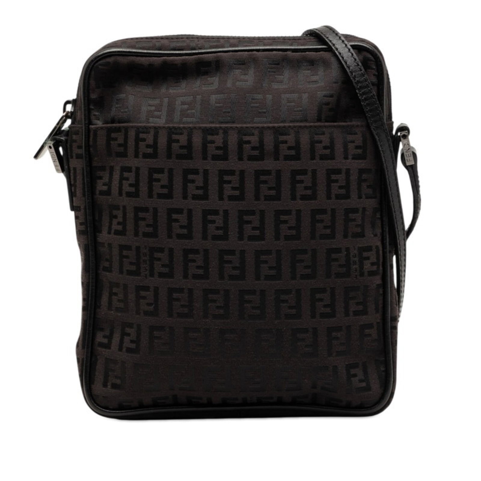 Shoulder Bag Canvas Leather by Fendi: Shoulder Bag Canvas Leather by Fendi Canvas and leather combine in sleek, modern design from Fendi. The shoulder bag's clean lines and simple shape make it a versatile accessory for everyday use. Its 