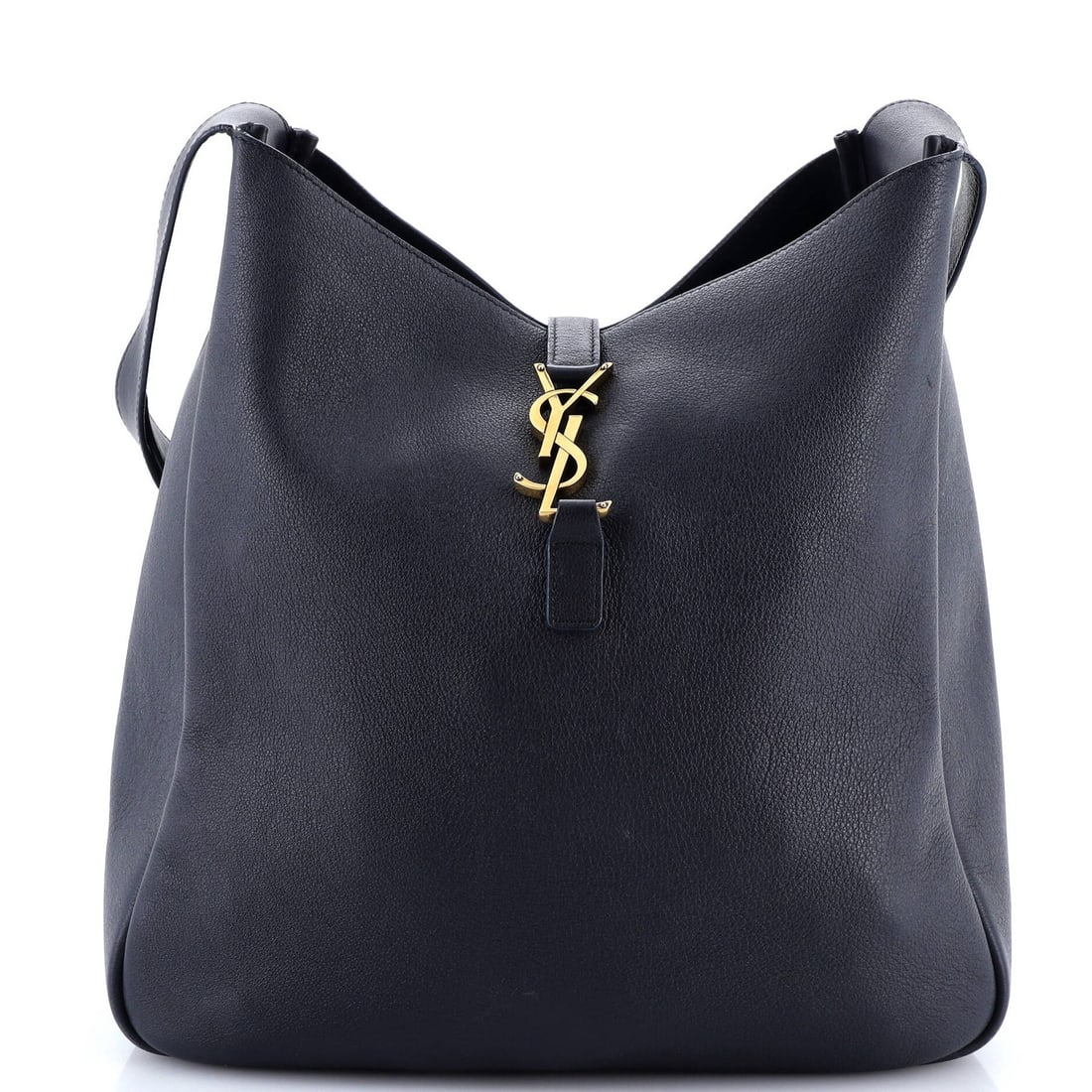 Saint Laurent Le 5 a 7 Supple Hobo Leather Large: Saint Laurent Le 5 a 7 Supple Hobo Leather Large Large Saint Laurent Le 5 a 7 Supple Hobo Leather Bag in Blue features a spacious interior with suede lining, gold hardware, and a sturdy design. Measur