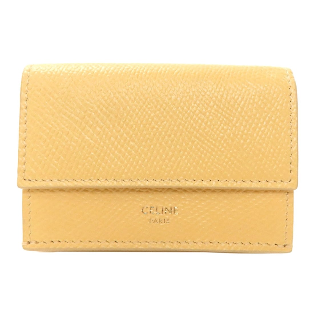 Celine Tri-Fold Compact Wallet Bifold Wallet With Coin Pocket Leather: Celine Tri-Fold Compact Wallet Bifold Wallet With Coin Pocket Leather Yellow Celine bifold wallet with coin pocket, made from high-quality leather. The classic design features a tri-fold layout and a 
