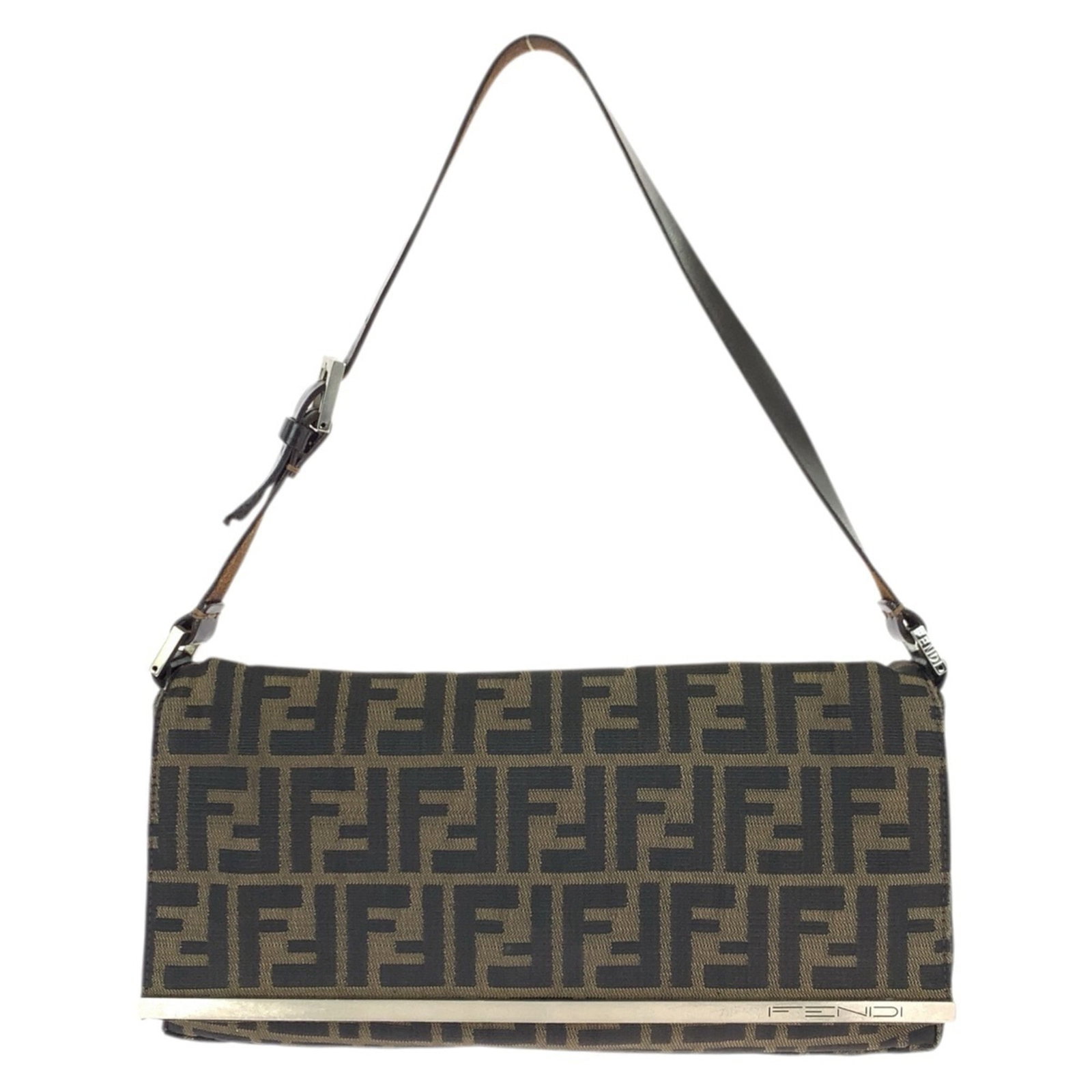 Handbag canvas leather shoulder bag by Fendi: Handbag canvas leather shoulder bag by Fendi Canvas and leather combine in this classic Fendi shoulder bag, crafted from high-quality materials for a timeless look. Measuring 14cm x 30cm x 4cm, it off