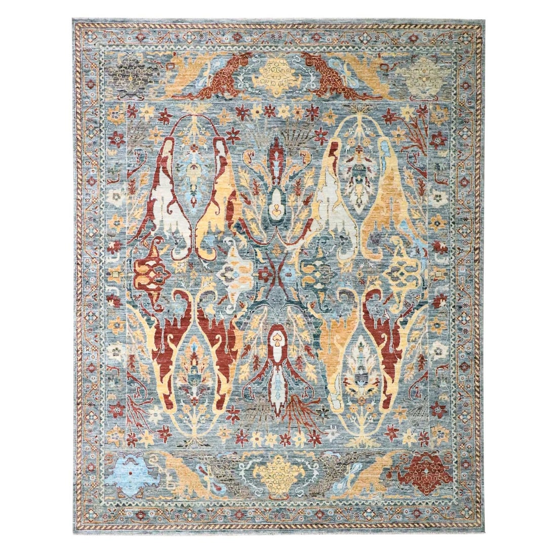 8'x10' Misty Gray Bijar Garus Design Hand Knotted Pure Wool Rug Oriental: 8'x10' Misty Gray Bijar Garus Design Hand Knotted Pure Wool Rug Oriental The Misty Gray Bijar Garus Design Hand Knotted Pure Wool Rug Oriental boasts an all-over geometric pattern in soothing grey ton