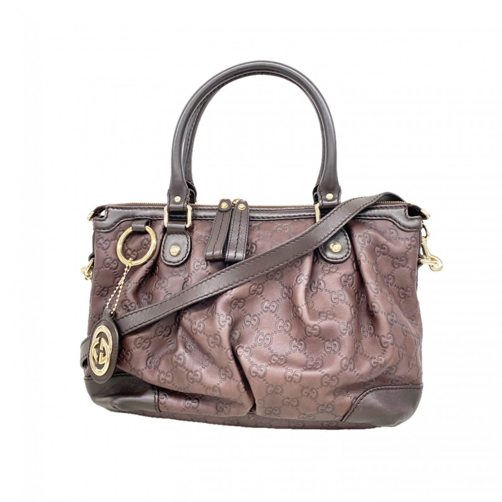 Gucci tote bag leather: Gucci tote bag leather Dark brown Gucci leather tote bag with champagne gold hardware, measuring 23cm x 34cm x 14cm. This stylish bag features a classic design and premium material construction. The s