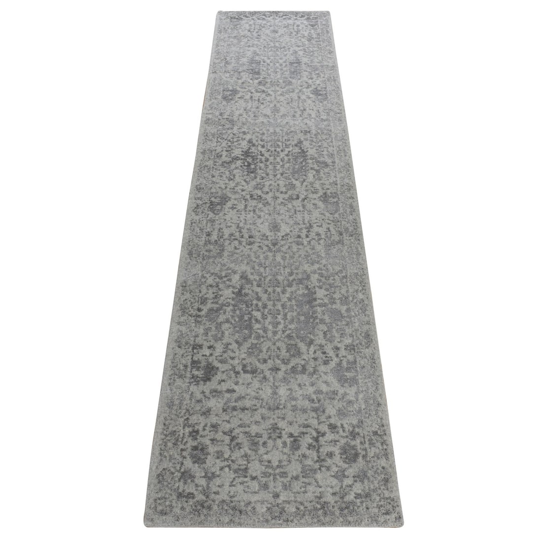2'5"x12' Gray Jacquard Hand Loomed Broken Cypress Tree Design Runner Rug: 2'5"x12' Gray Jacquard Hand Loomed Broken Cypress Tree Design Runner Rug The 2'5"x12' Gray Jacquard Hand Loomed Broken Cypress Tree Design Runner Rug boasts an intricate, hand-loomed design in a stunn
