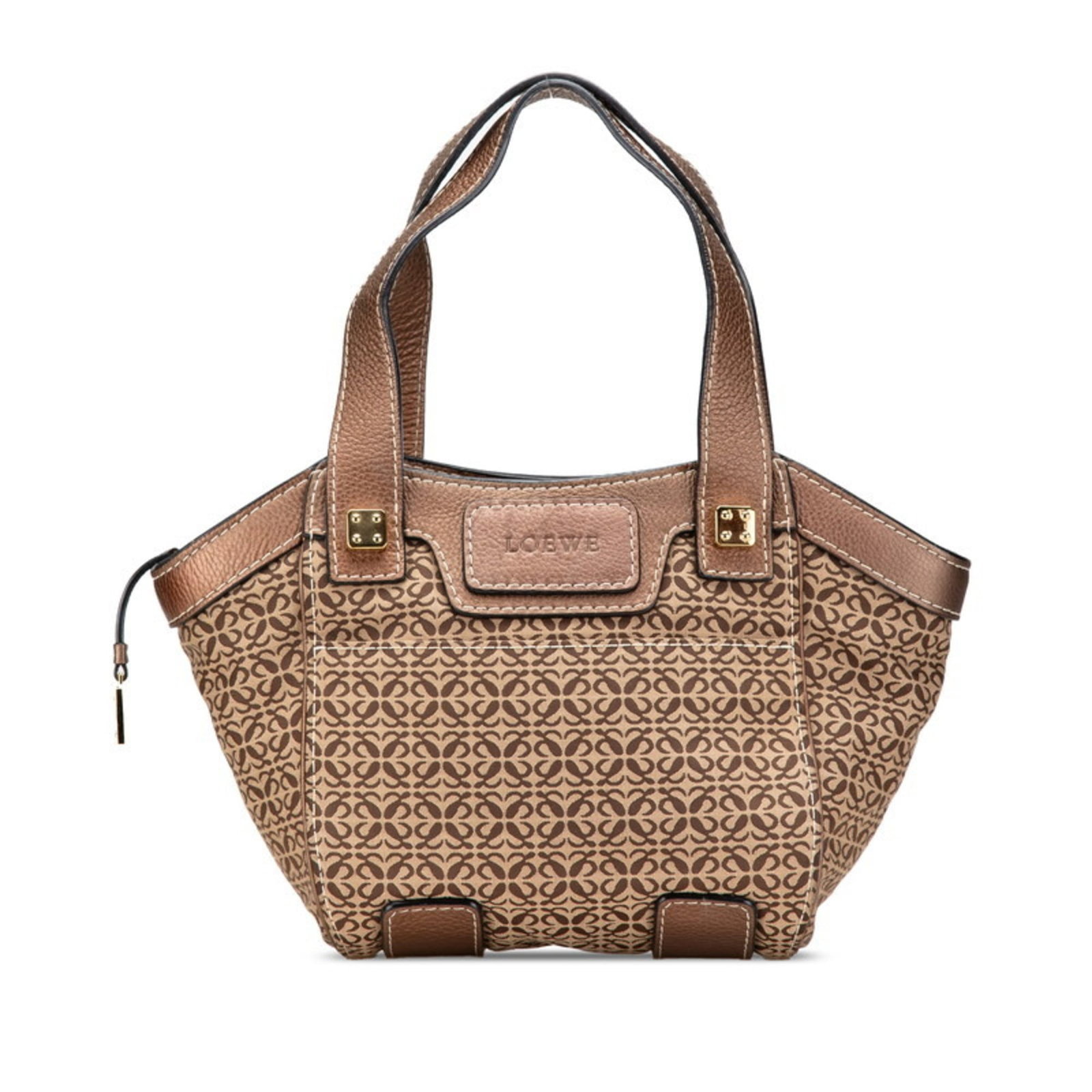 Loewe Handbag Canvas Leather: Loewe Handbag Canvas Leather Canvas and leather come together in this elegant Loewe handbag, featuring a classic design with clean lines. Measuring 25cm x 40cm x 13cm, it provides ample space for ever