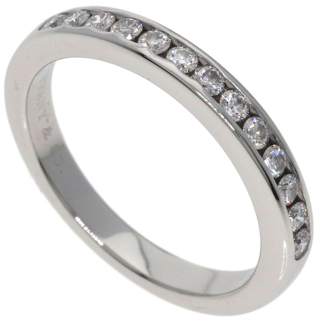 Tiffany&Co. Half Eternity Diamond Ring Platinum Pt950: Tiffany&Co. Half Eternity Diamond Ring Platinum Pt950 Platinum Pt950 Tiffany&Co. Half Eternity Diamond Ring boasts a striking silver metal exterior, complemented by a main diamond stone and adorned wi