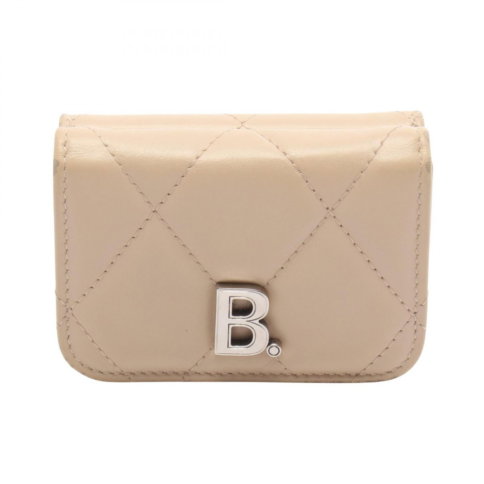 Balenciaga Wallet (Tri-Fold) Leather: Balenciaga Wallet (Tri-Fold) Leather Tri-fold leather wallet from Balenciaga, featuring a classic design with clean lines and understated elegance. Made from high-quality beige leather, this wallet me
