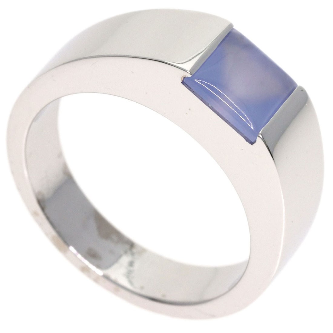 K18 White Gold Chalcedony Tank Ring #51 Ring by Cartier (1 of 9)