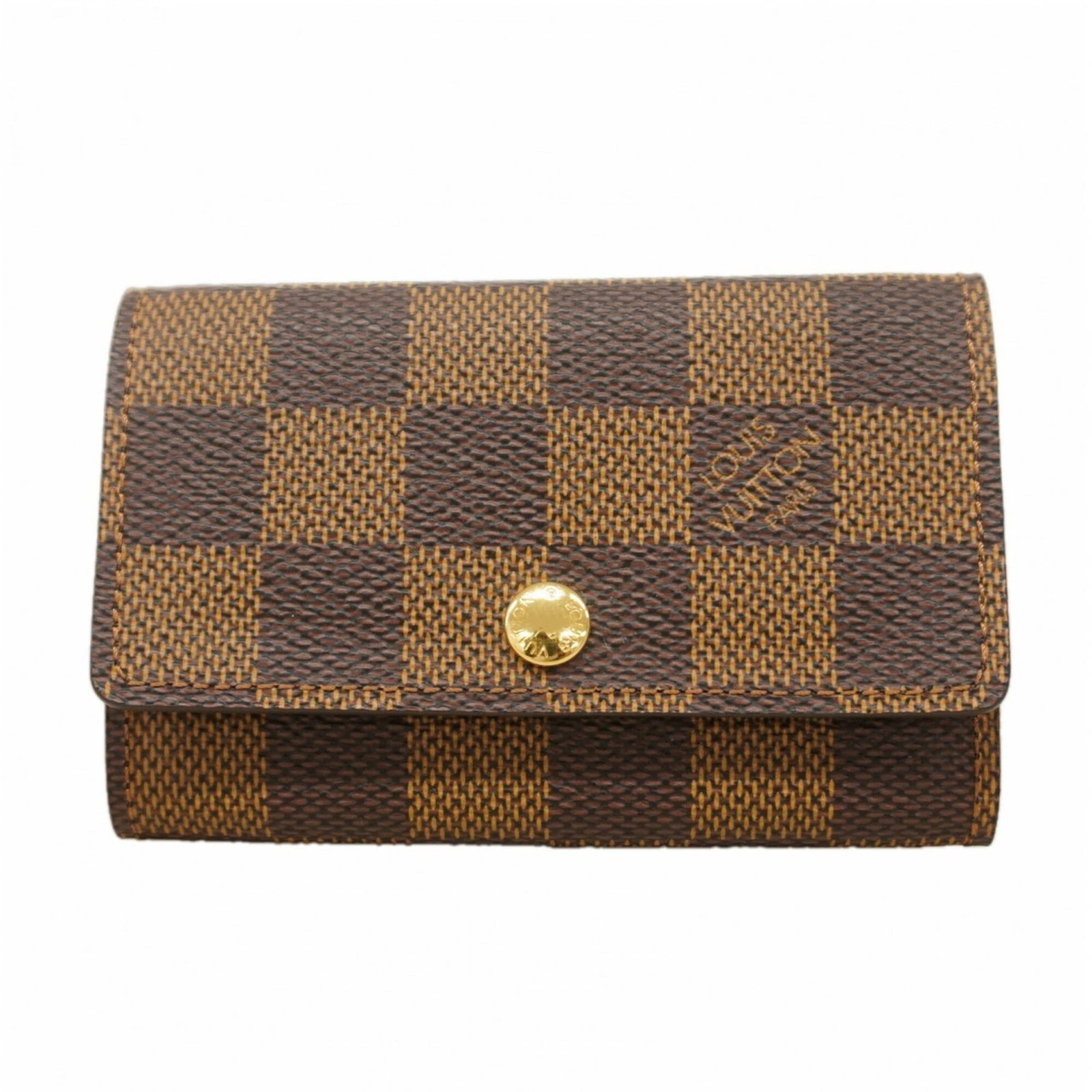 Louis Vuitton Keycase: Louis Vuitton Keycase The Louis Vuitton Keycase boasts sleek, Ebene-colored design and compact dimensions, making it an ideal accessory for everyday carry. Its classic style and durable construction e