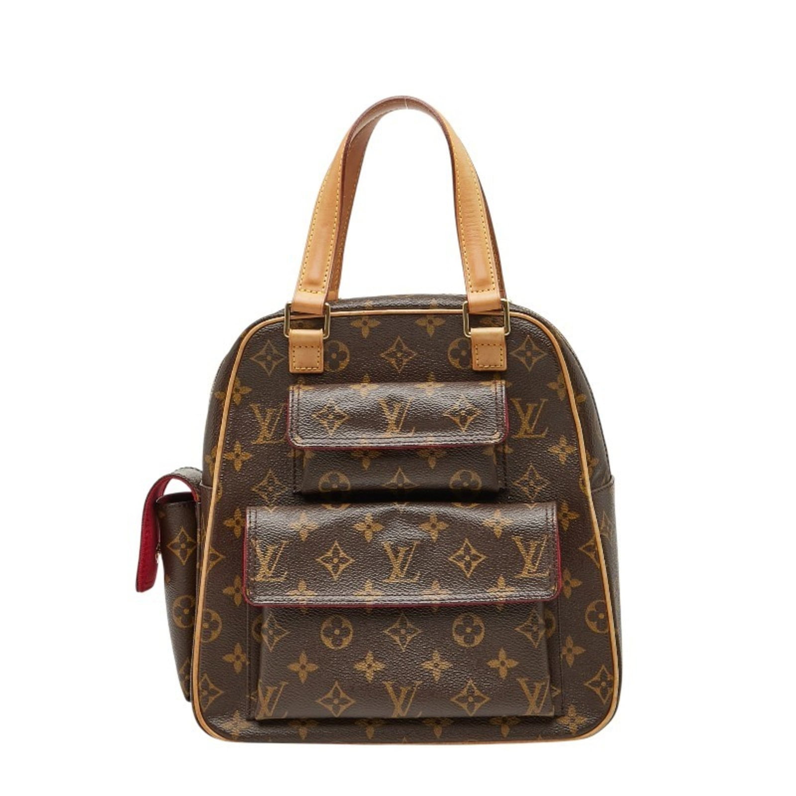 Vuitton Louis Handbag Pvc Leather: Vuitton Louis Handbag Pvc Leather PVC and leather construction, characteristic of Louis Vuitton's innovative designs. This M51161 handbag features a distinctive brown color and compact size, measuring