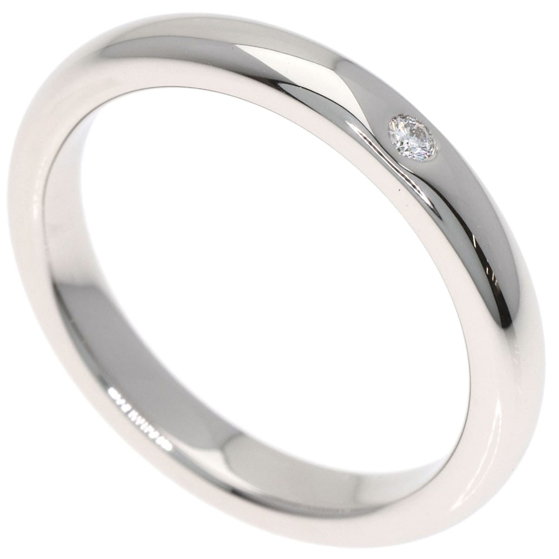 Platinum Pt950 Diamond Ring Stacking Band 1P Tiffany&Co: Platinum Pt950 Diamond Ring Stacking Band 1P Tiffany&Co Platinum Pt950 Diamond Ring Stacking Band from Tiffany&Co. features a silver metal exterior and a diamond main stone, set in a platinum band wit