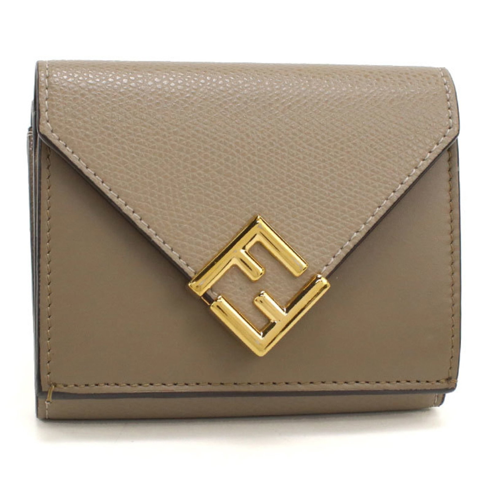 Fendi Wallet Leather Tri Fold: Fendi Wallet Leather Tri Fold Fendi's Wallet Leather Tri Fold boasts sleek, modern design with its tri-fold structure and high-quality calfskin leather. The gray color adds a touch of sophistication t