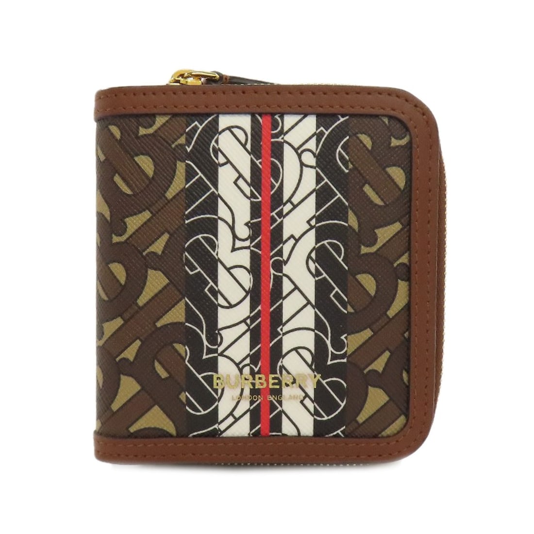 Burberry Bifold Leather Wallet Pattern With Coin Pocket Tb Logo (1 of 19)