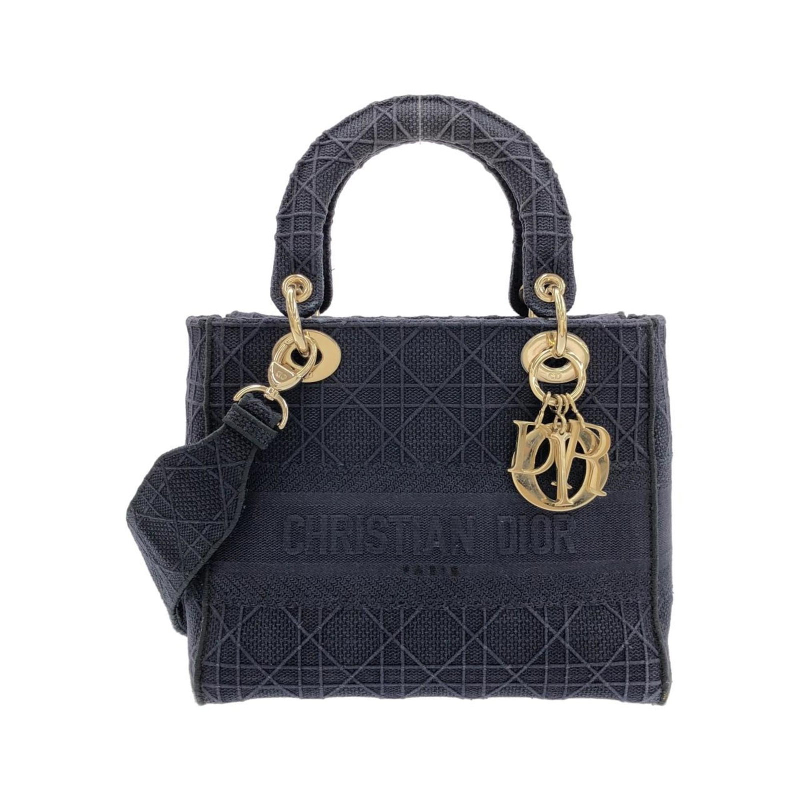 Handbag Christian Dior Canvas: Handbag Christian Dior Canvas Canvas handbag from Christian Dior, featuring a blue color and dimensions of 19cm x 23cm x 11cm. This classic design showcases the iconic brand's signature style with its