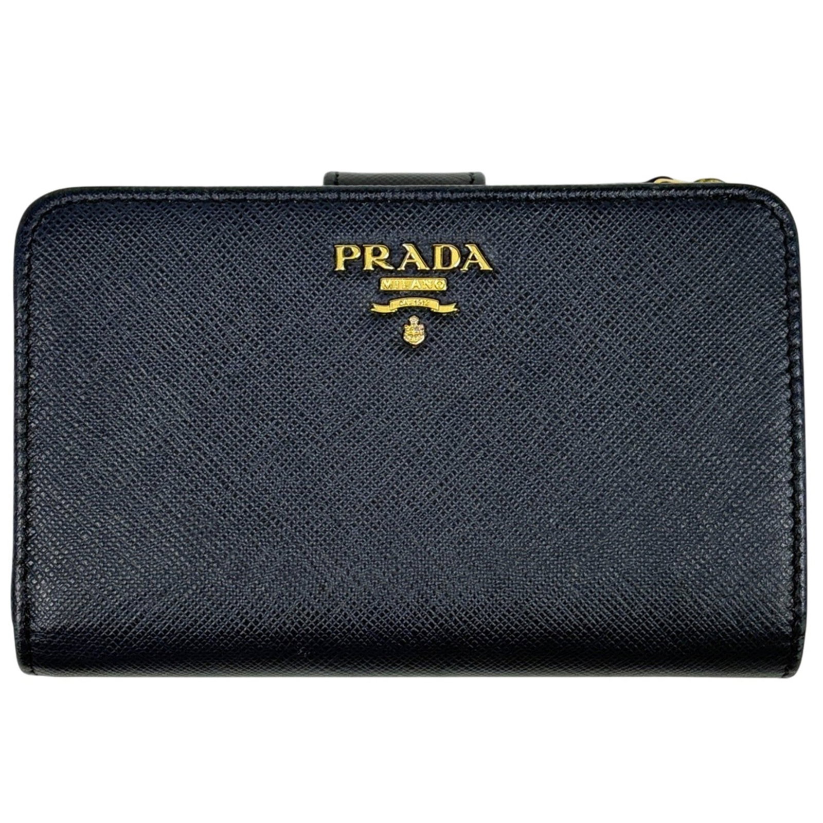 Prada Wallet (Bi-Fold) Leather: Prada Wallet (Bi-Fold) Leather Black bi-fold leather wallet from Prada, measuring 9cm x 14cm x 3cm. Comes with a box for storage and presentation. A classic design from the renowned Italian luxury bra