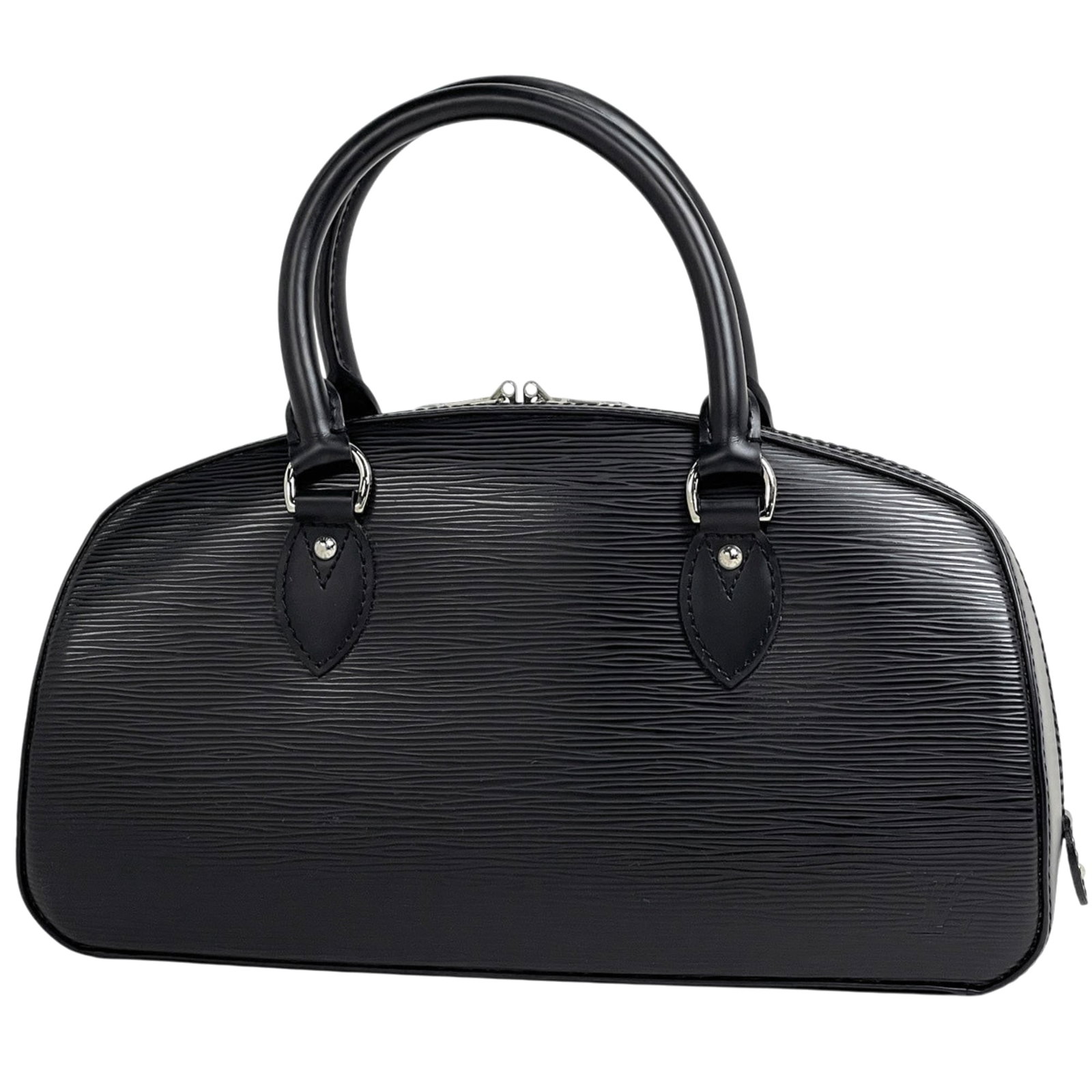 Vuitton Louis Epi Leather Handbag: Vuitton Louis Epi Leather Handbag The Louis Vuitton Epi leather handbag boasts sleek, sophisticated design with its iconic monogram pattern and black Epi leather finish. Measuring 18cm x 32cm x 10cm, 