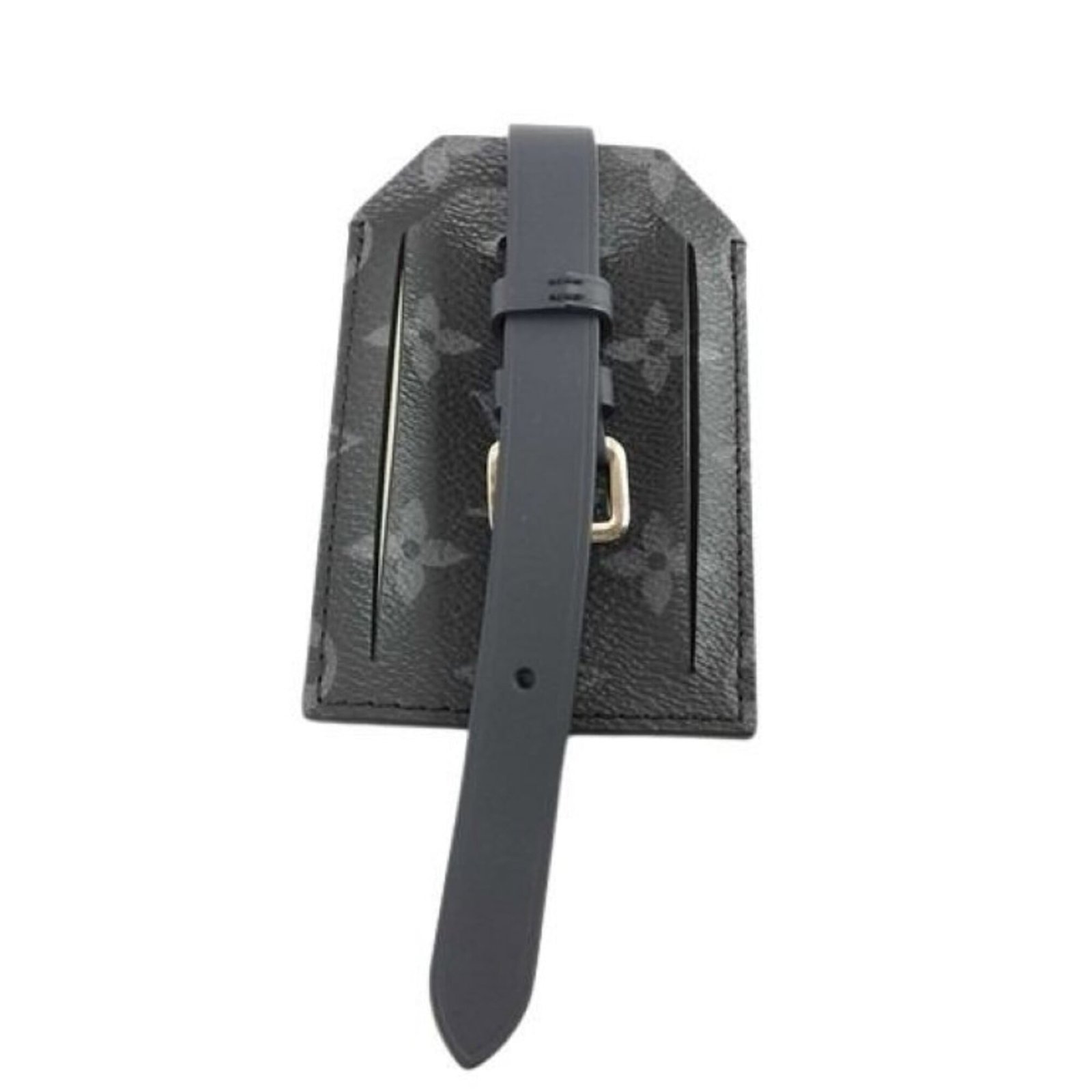 Louis Vuitton Monogram Eclipse Tag: Louis Vuitton Monogram Eclipse Tag The Louis Vuitton Monogram Eclipse Tag features the iconic brand's signature black monogram pattern, adding a touch of timeless elegance to any outfit. Made from hig