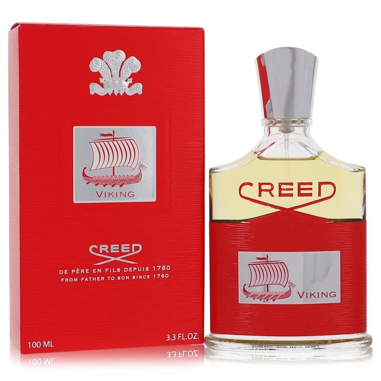 Viking by Creed Eau De Parfum Spray 3.3 oz: Viking by Creed Eau De Parfum Spray 3.3 oz Viking by Creed Eau De Parfum Spray offers a unique blend of pink pepper, black currant, and bergamot as its top notes. Released in 2016, this cologne is par