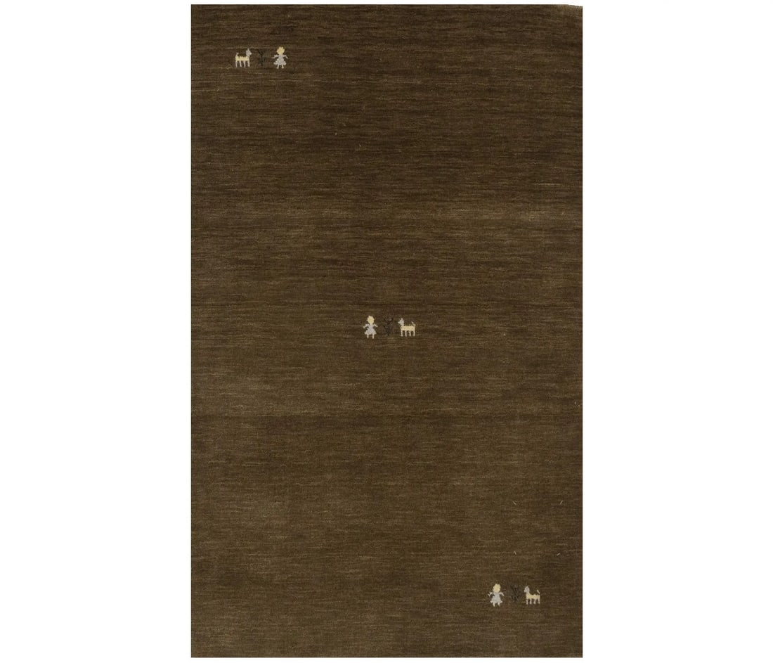 Brown Wool Area Rug Modern Gabbeh 3X5 Brown Tribal Design Entryway Carpet Hand-Knotted: Brown Wool Area Rug Modern Gabbeh 3X5 Brown Tribal Design Entryway Carpet Hand-Knotted Brown Wool Area Rug Modern Gabbeh 3X5 Brown Tribal Design Entryway Carpet Hand-Knotted boasts a unique, hand-loom