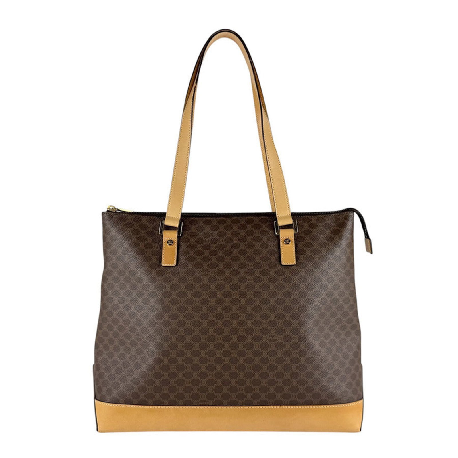 Coated canvas celine bag shoulder: Coated canvas celine bag shoulder Coated canvas Celine bag shoulder with classic brown color and precise measurements, standing at 30cm x 35cm x 11cm. This stylish shoulder bag features a durable