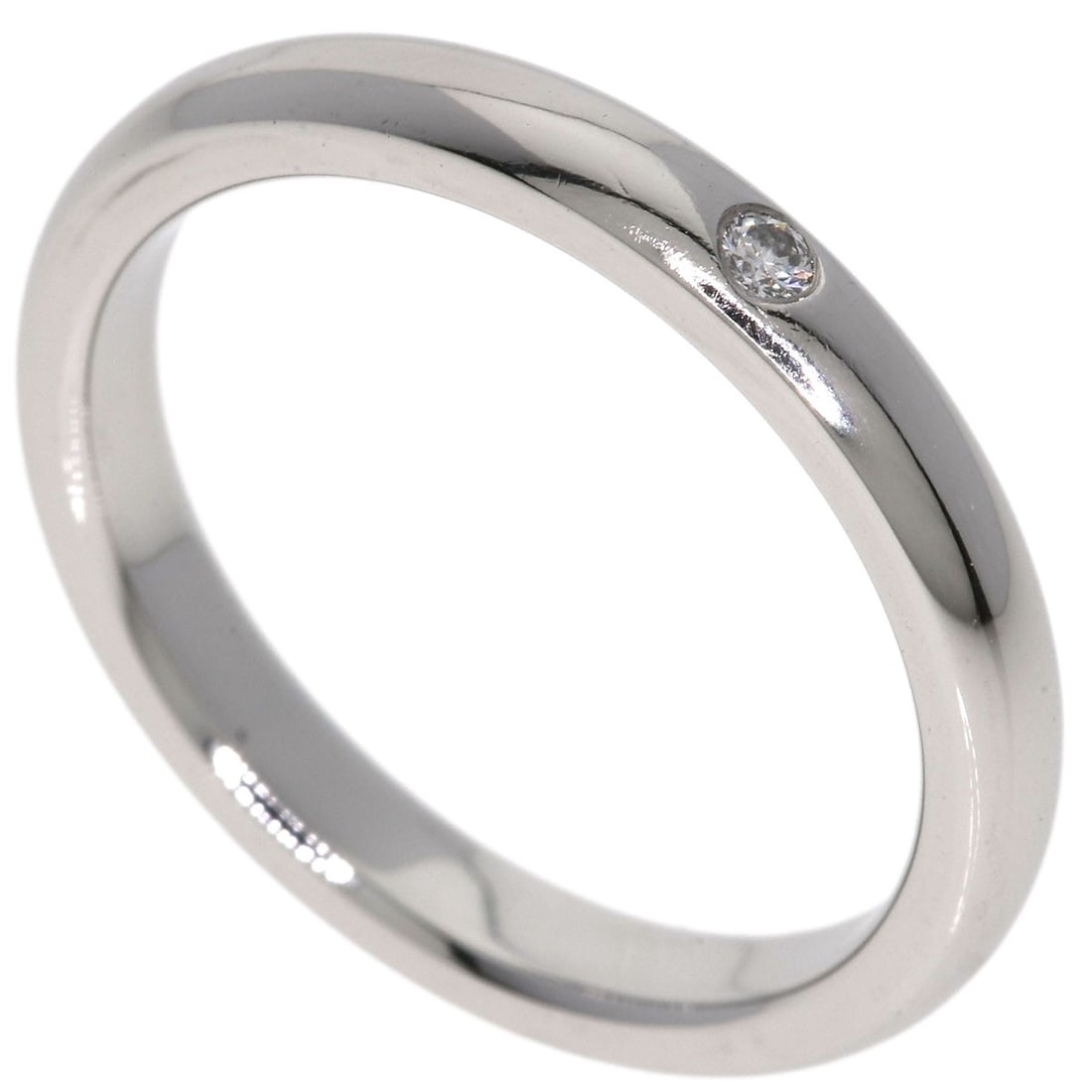 Platinum Pt950 Diamond Ring Stacking Band 1P Tiffany&Co: Platinum Pt950 Diamond Ring Stacking Band 1P Tiffany&Co Platinum Pt950 Diamond Ring Stacking Band from Tiffany&Co. features a silver metal exterior and a main stone type of diamond, set in a platinum 