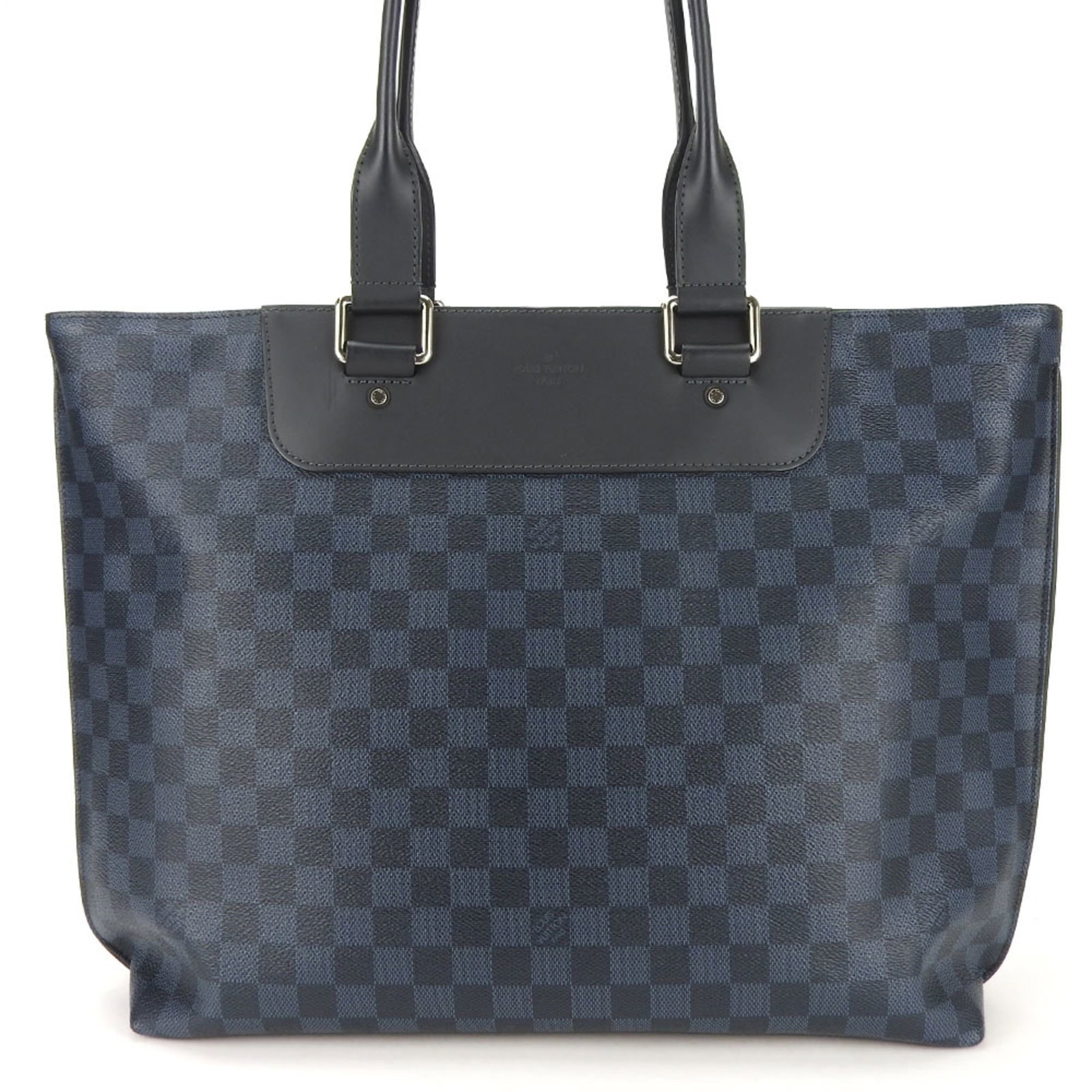 Louis Vuitton Tote Bag: Louis Vuitton Tote Bag Damier Cobalt, Navy Louis Vuitton tote bag with open closure, measuring 34cm x 46cm x 11cm. This iconic design features a striking Damier Cobalt pattern on navy background, addi