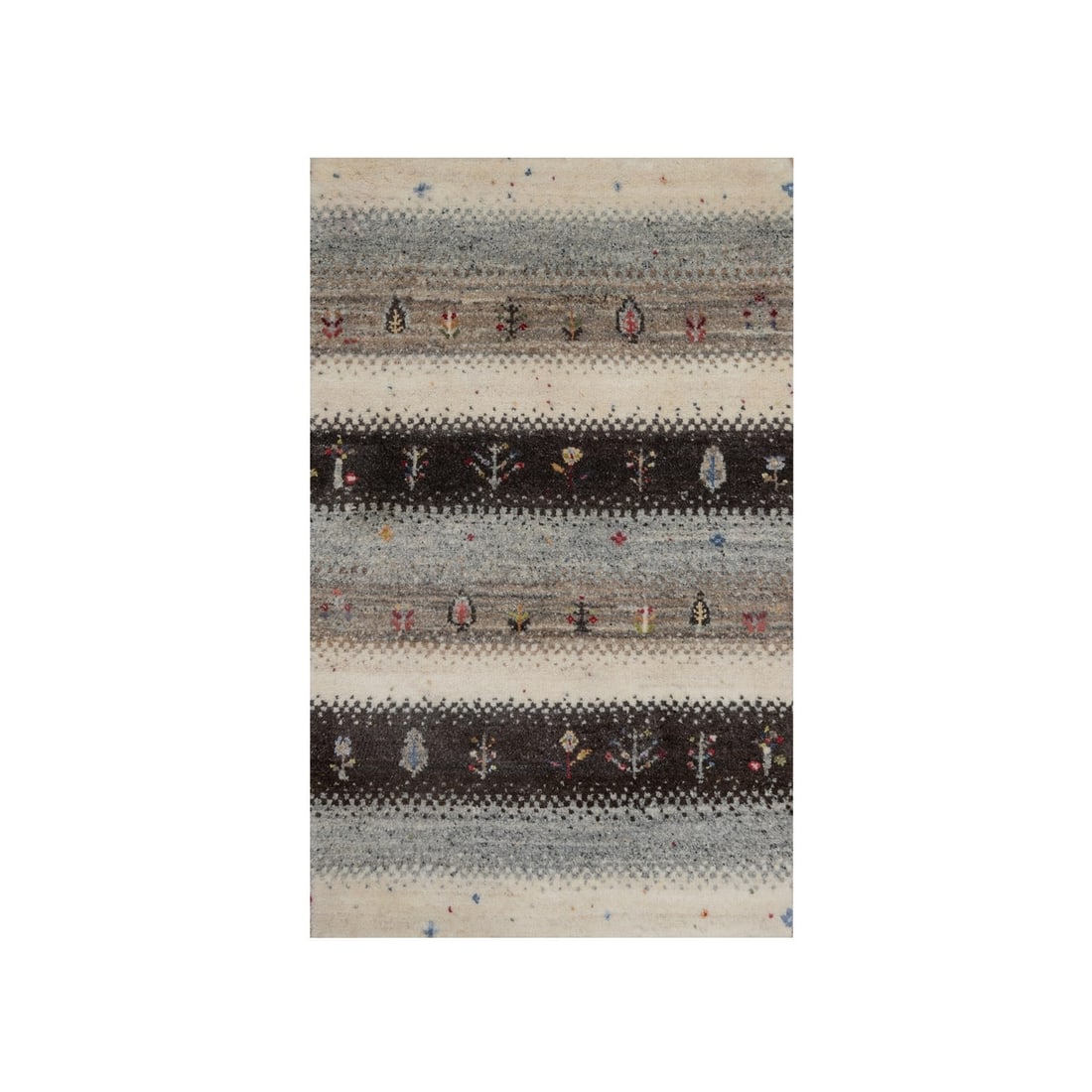 2'x3'1" White Lori Buft Tree Design Modern Hand Knotted Pure Wool Mat Rug: 2'x3'1" White Lori Buft Tree Design Modern Hand Knotted Pure Wool Mat Rug This stunning 2'x3'1" white lori buft tree design modern hand knotted pure wool mat rug boasts an elegant ivory color and intr